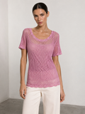 Handmade pink crochet beaded lined top