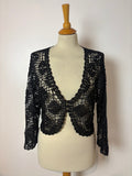 Handmade black sparkly beaded crochet cardigan