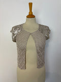 Handmade beige crochet sequined bolero