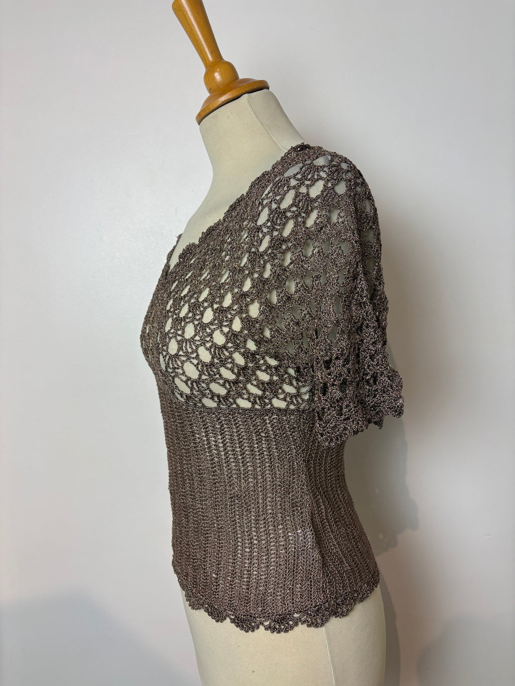 Handmade champagne sparkly crochet top