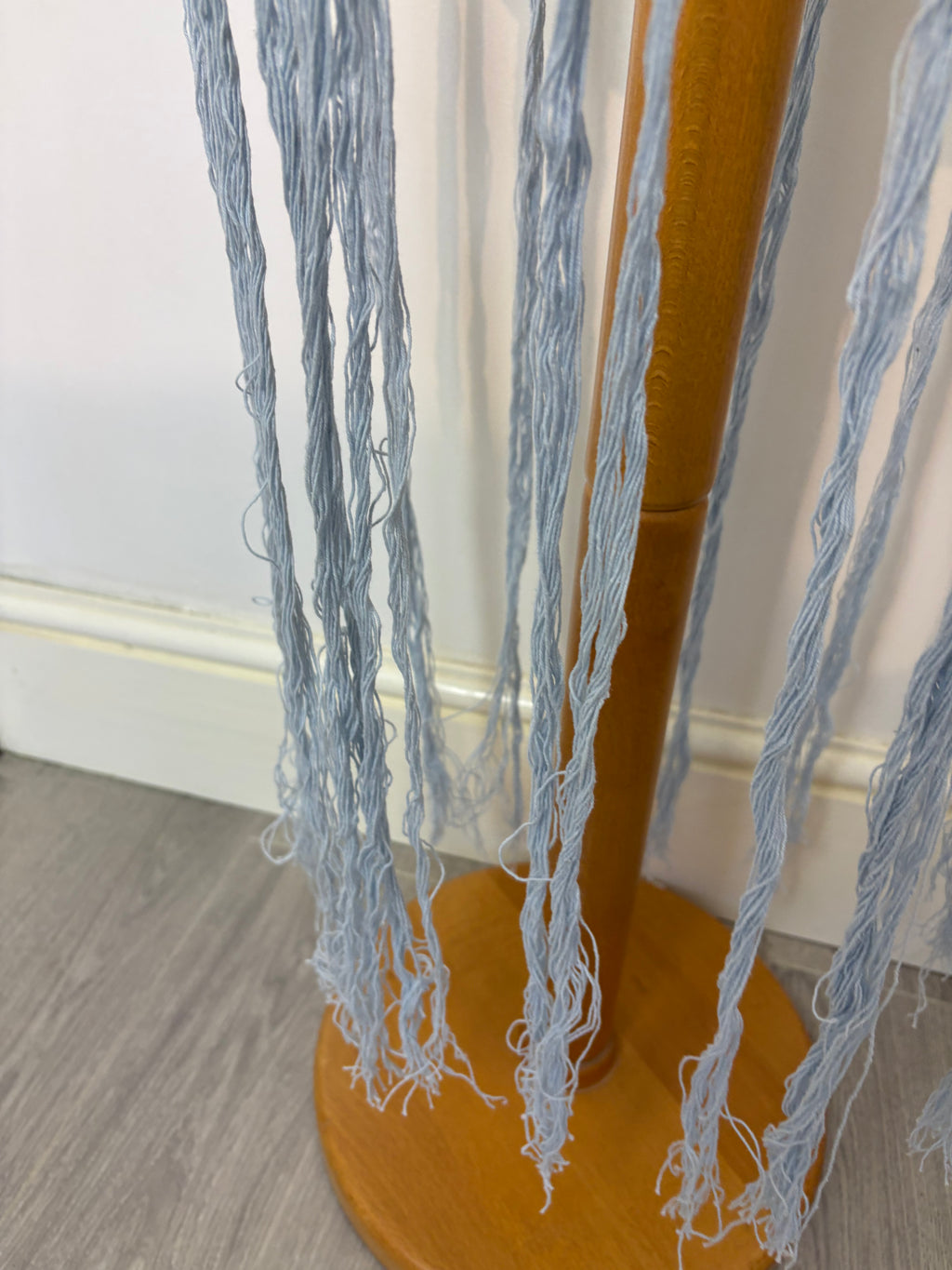Light blue crochet long-tassel beach dress