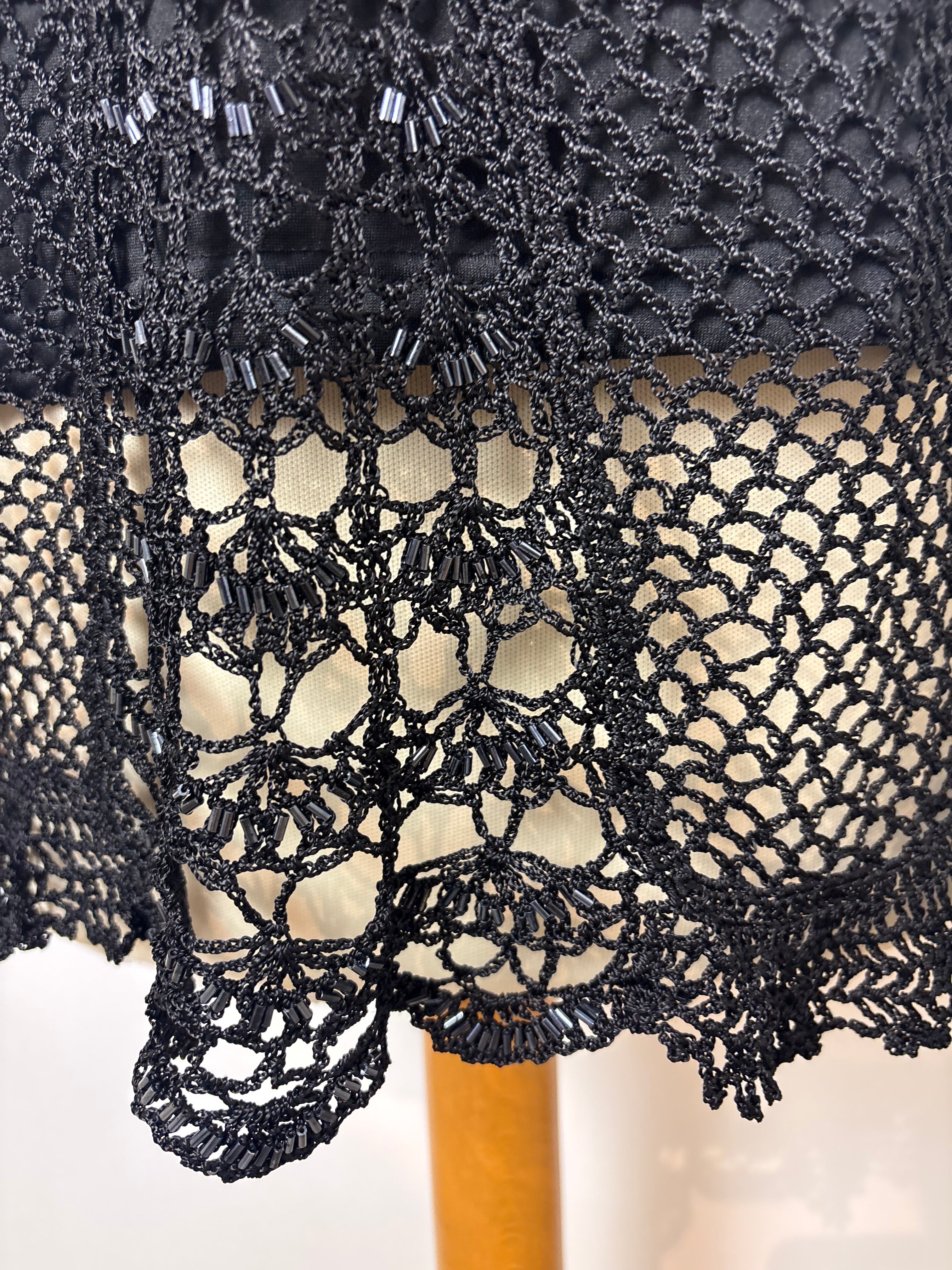 Handmade black crochet beaded lined top