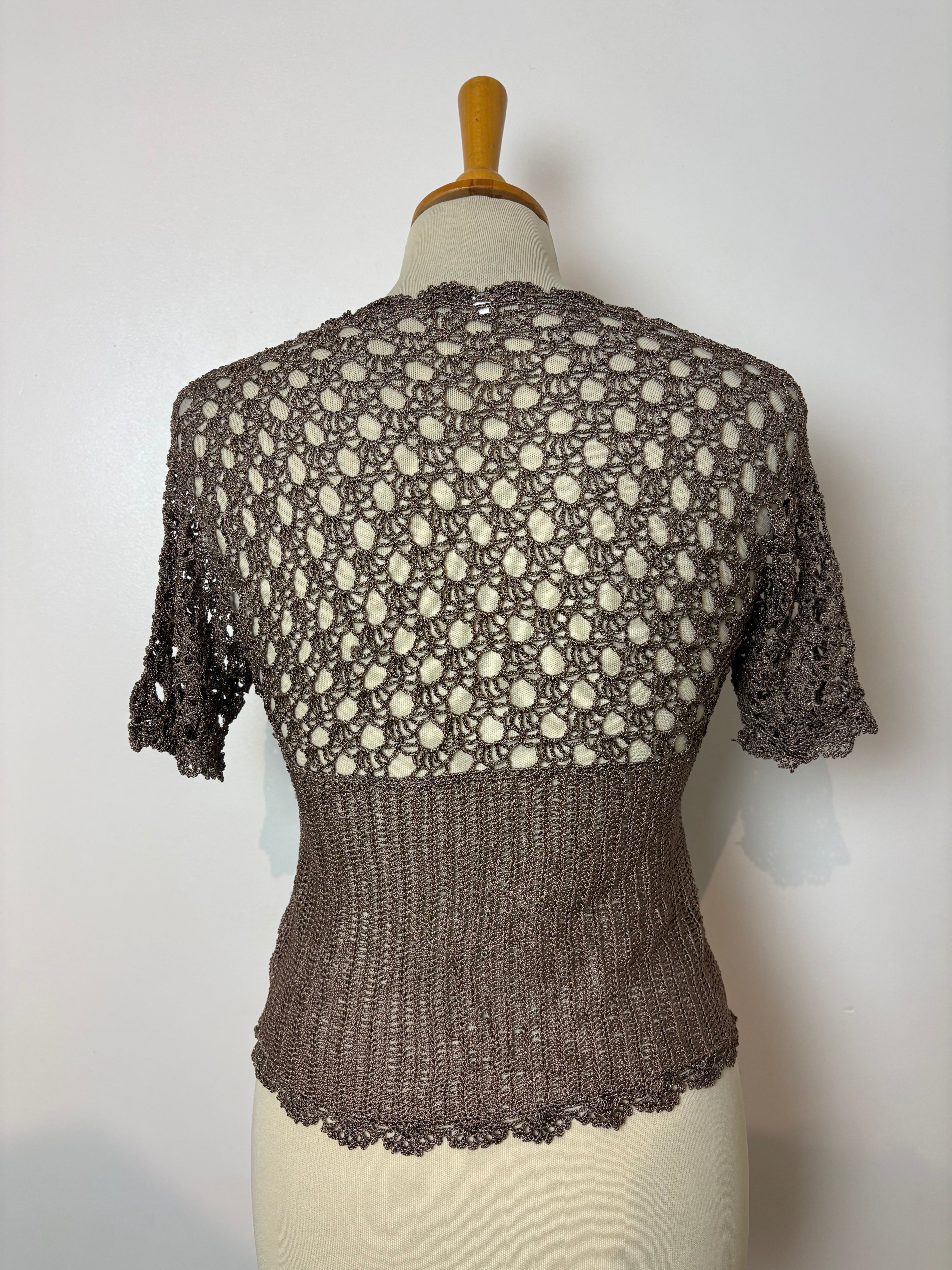 Handmade champagne sparkly crochet top