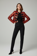 Handmade red and black crochet sequined jacket