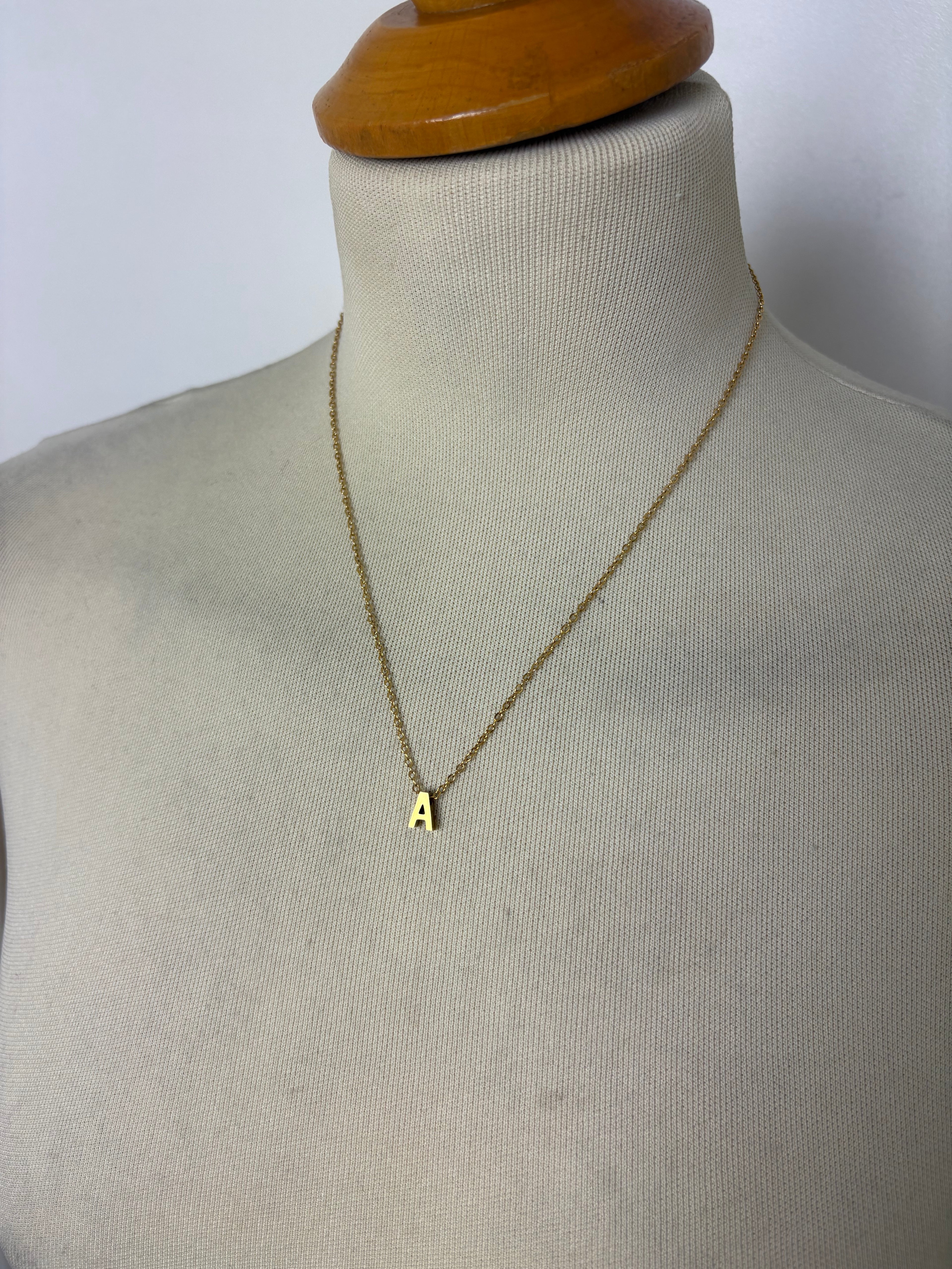 Alphabet initial gold pendant adjustable necklace