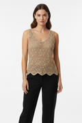Handmade camel crochet lined sleeveless top