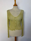 Handmade lime crochet beaded button-up cardigan