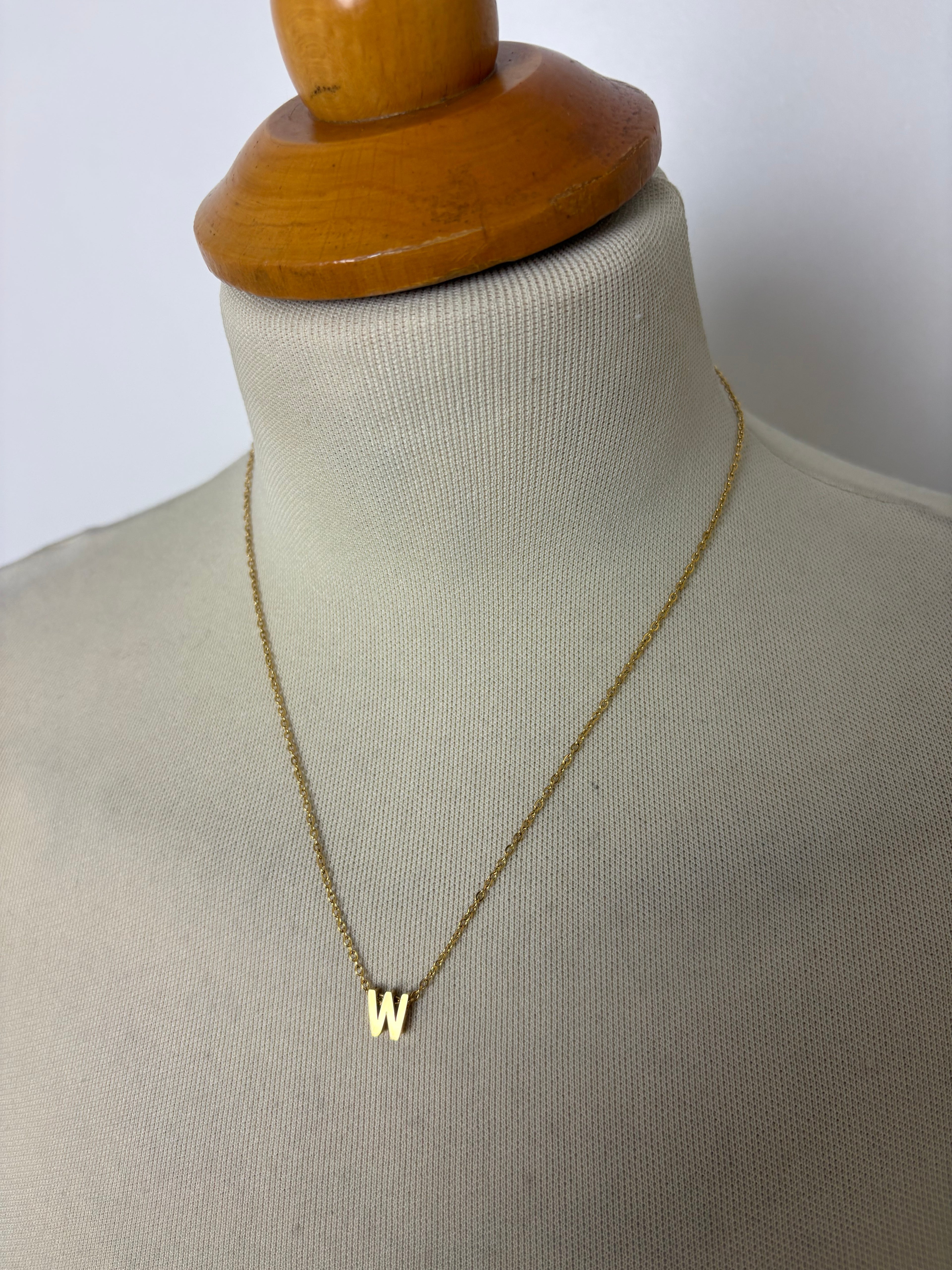 Alphabet initial gold pendant adjustable necklace