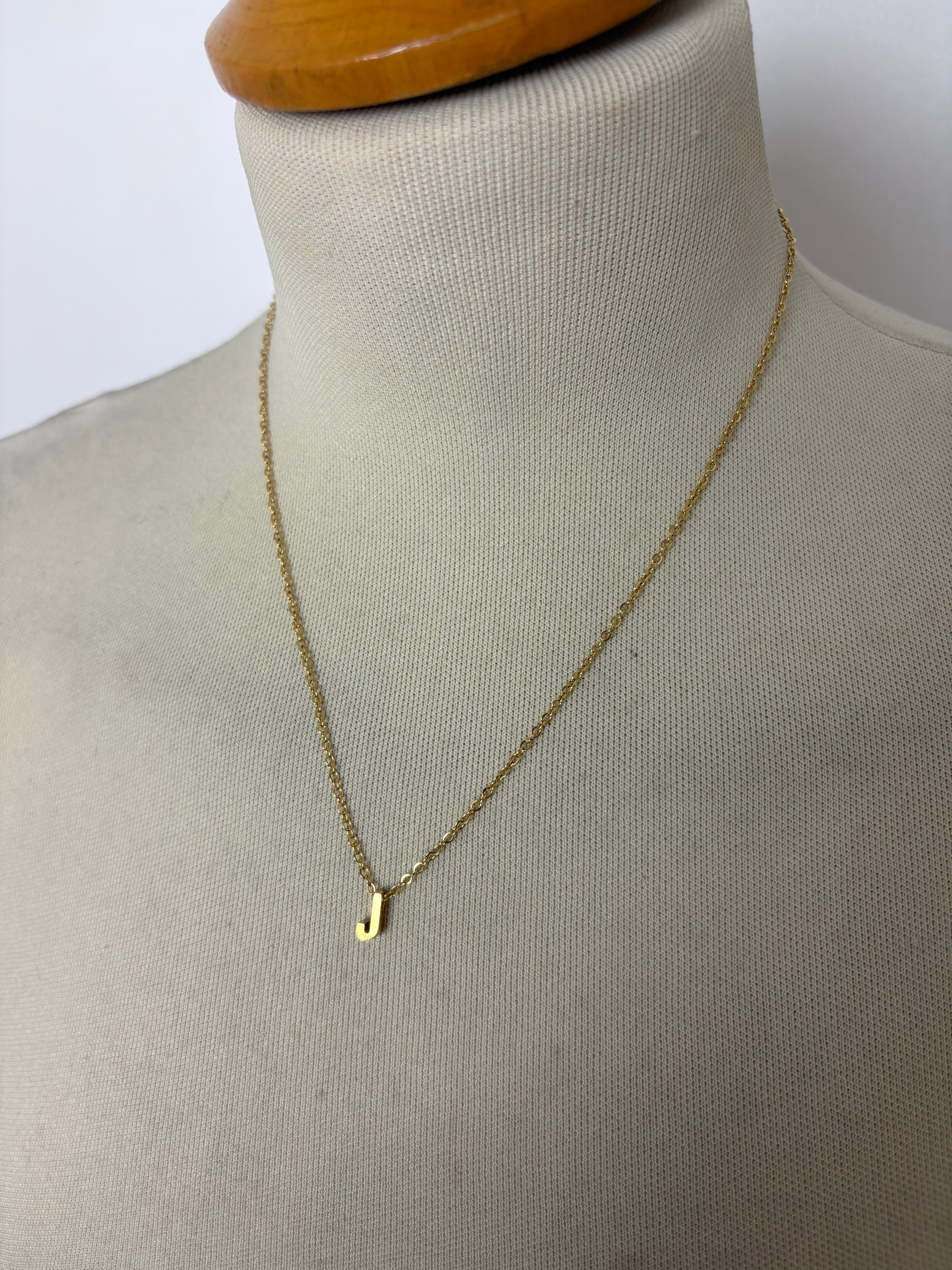 Alphabet initial gold pendant adjustable necklace