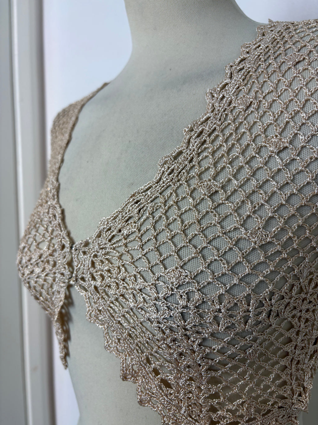 Handmade light gold crochet bolero