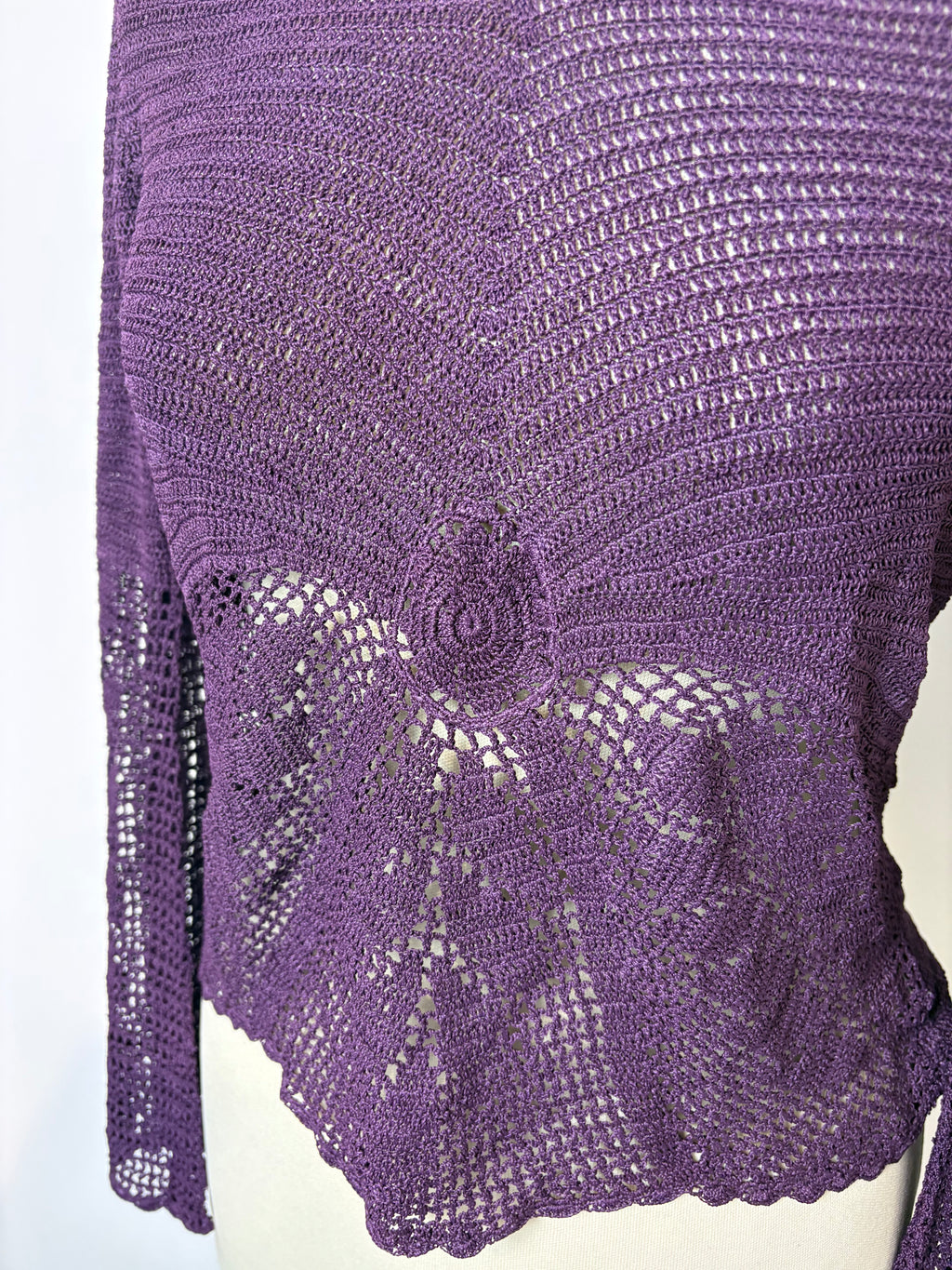 Handmade purple crochet long-sleeve top