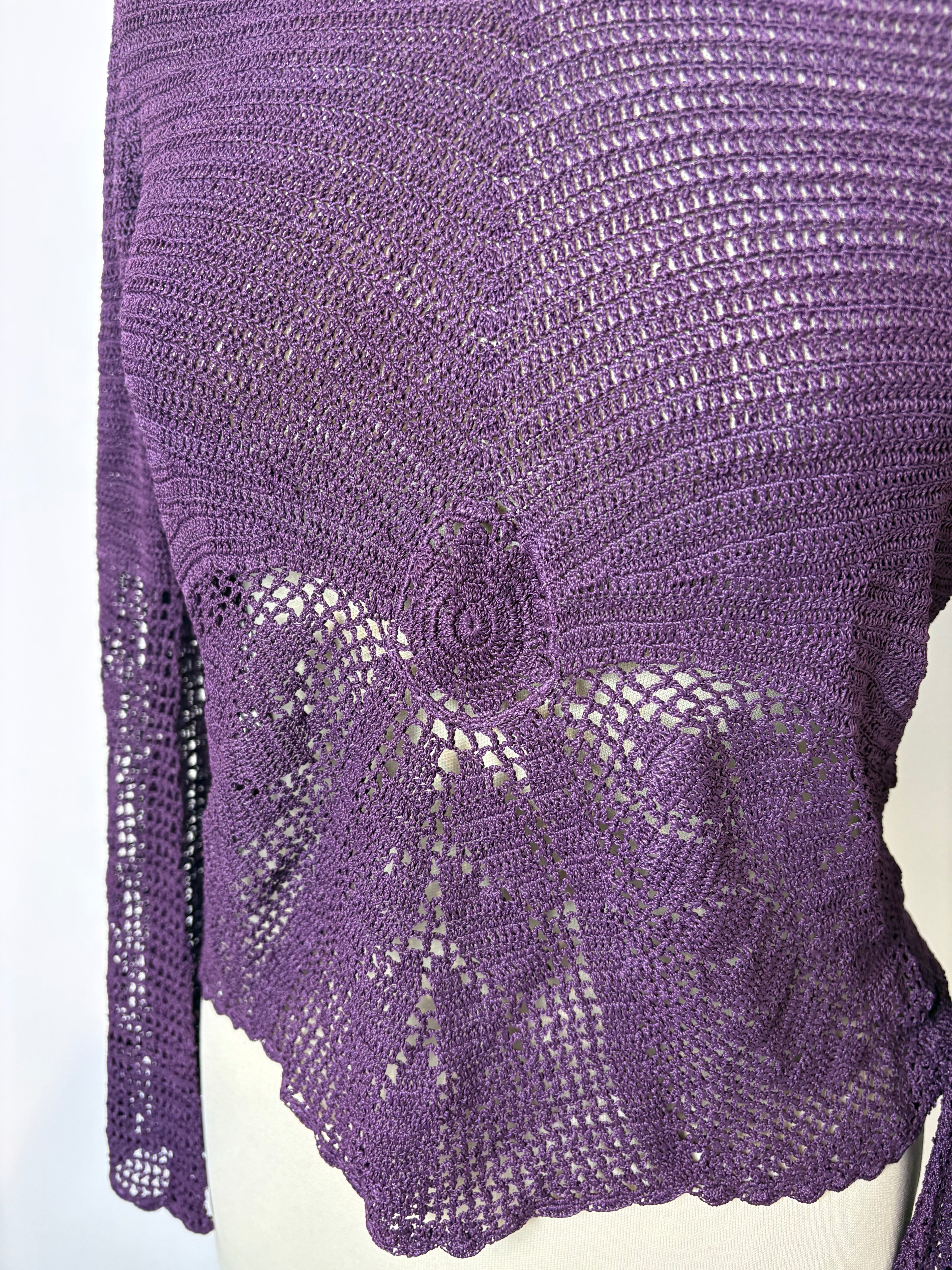 Handmade purple crochet long-sleeve top