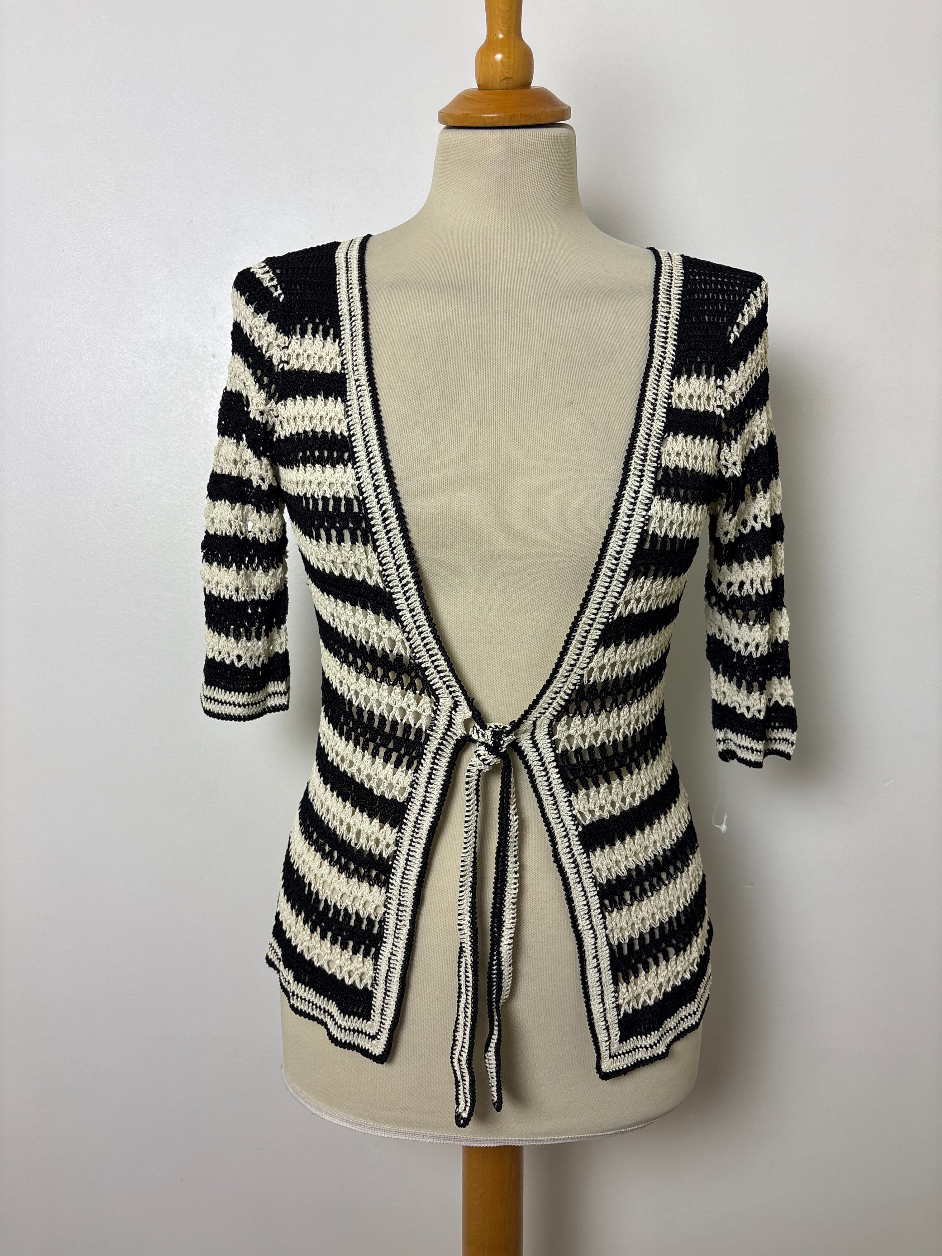 Handmade black and cream cardigan