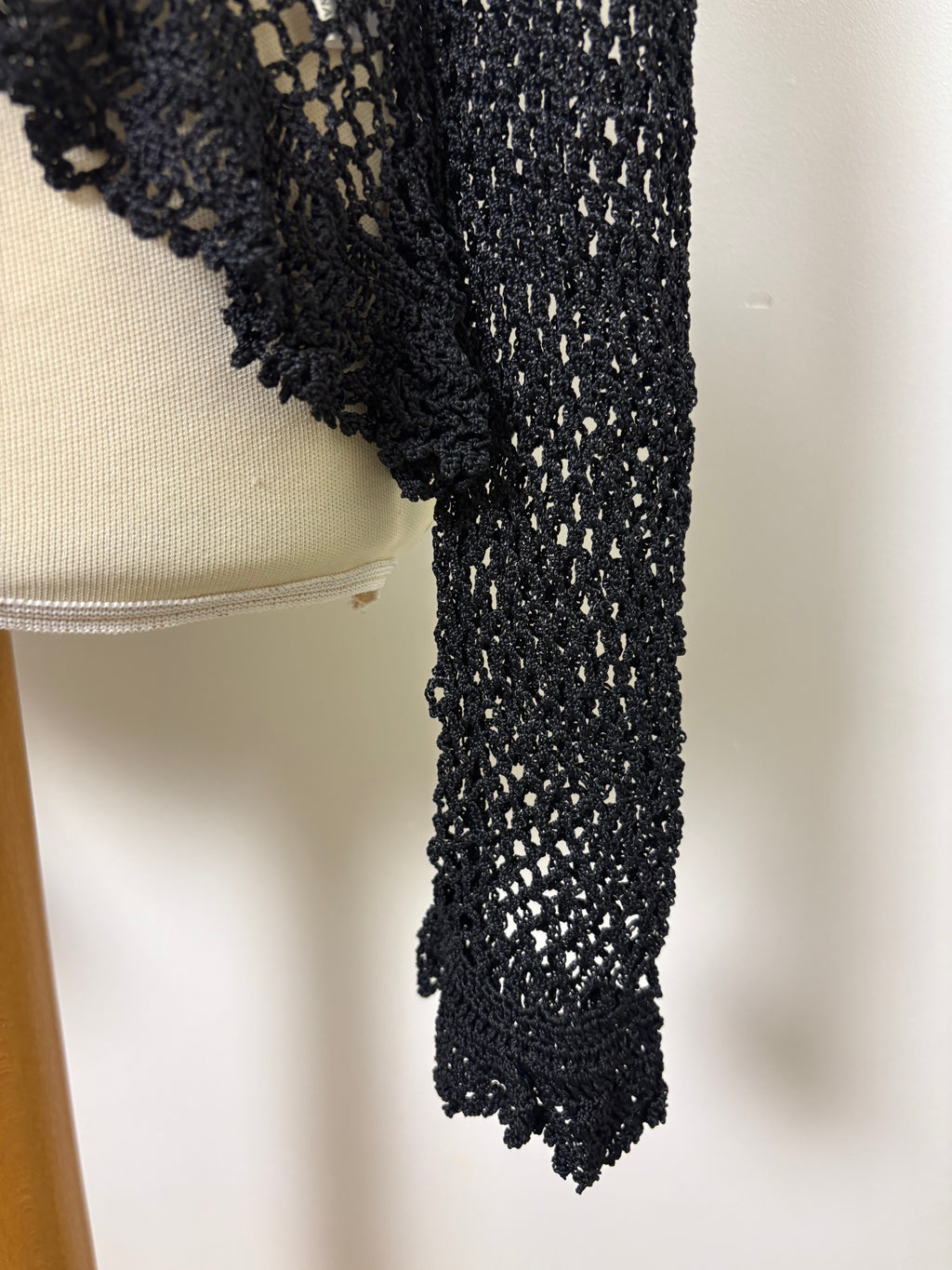 Handmade black crochet tie-up cardigan