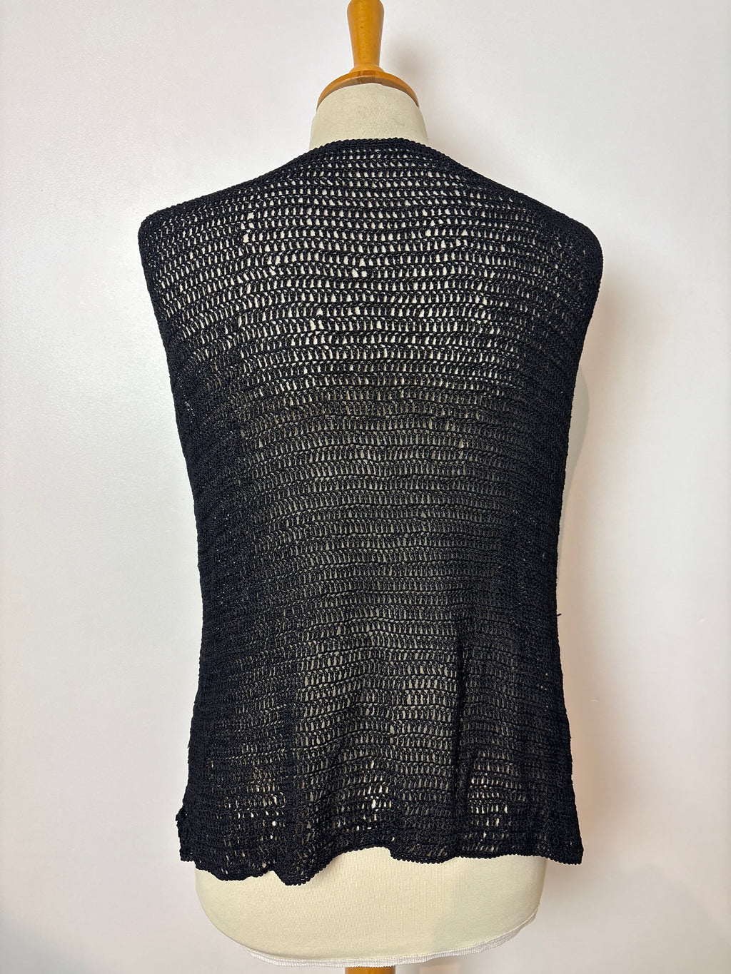 Handmade black crochet beaded vest top