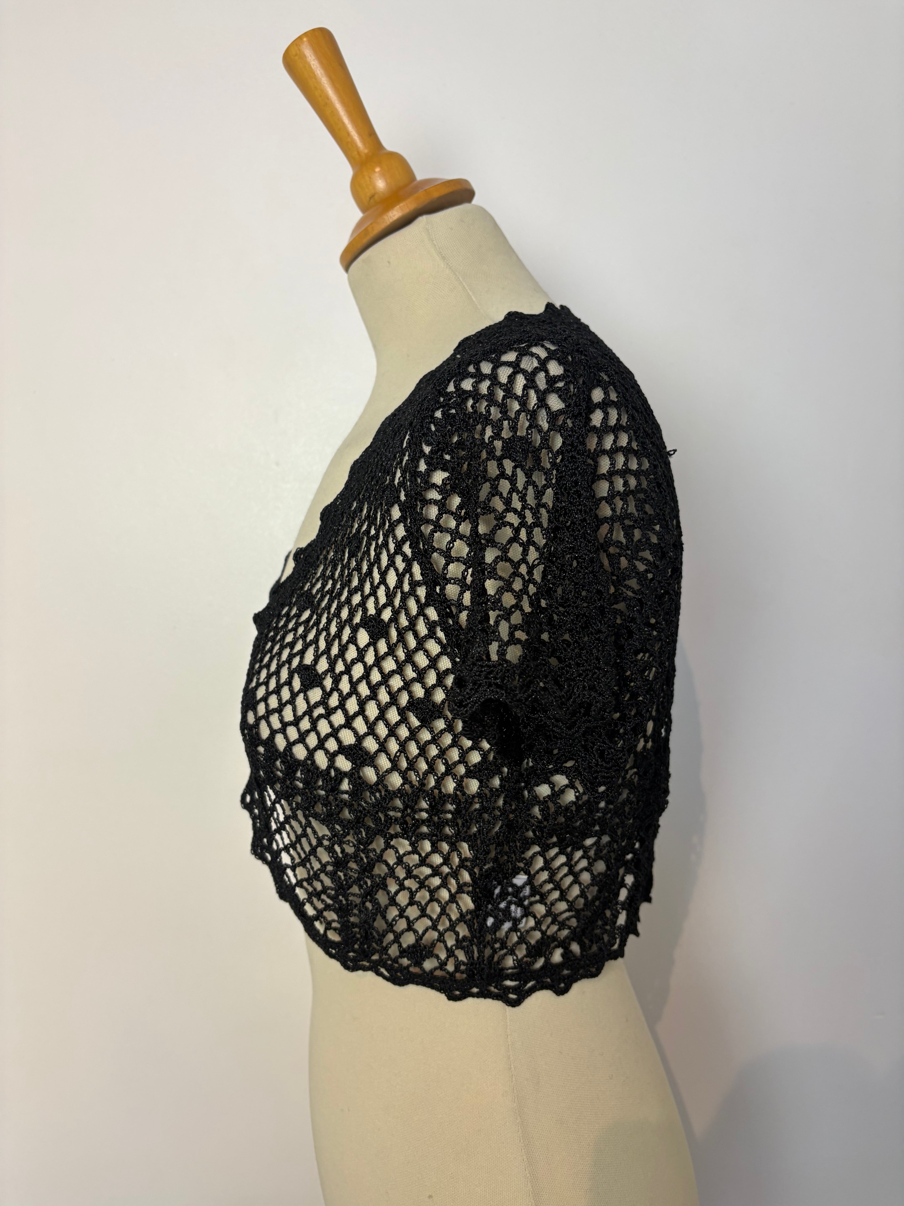 Handmade black crochet bolero