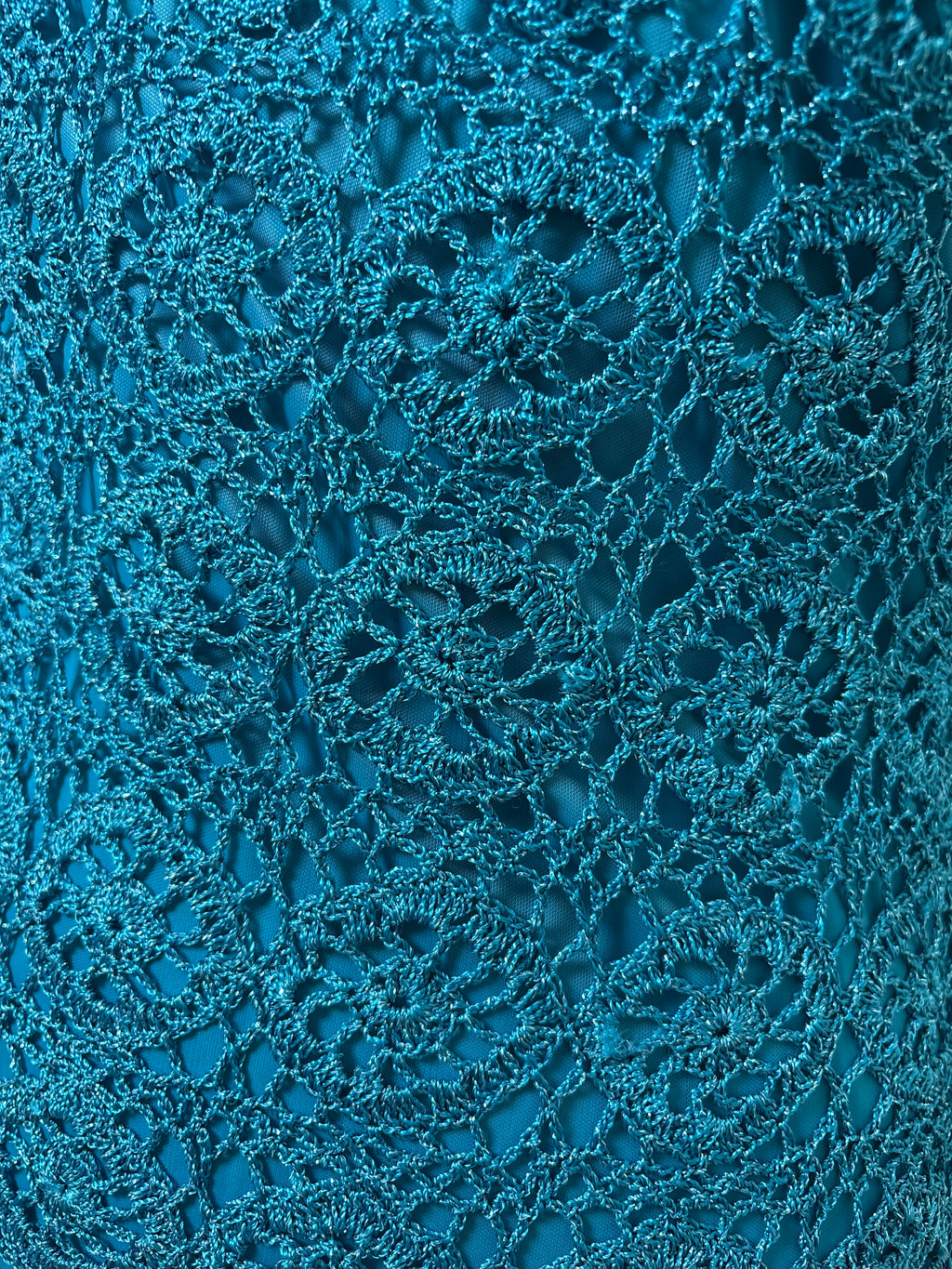 Turquoise handmade crochet lined sparkly top