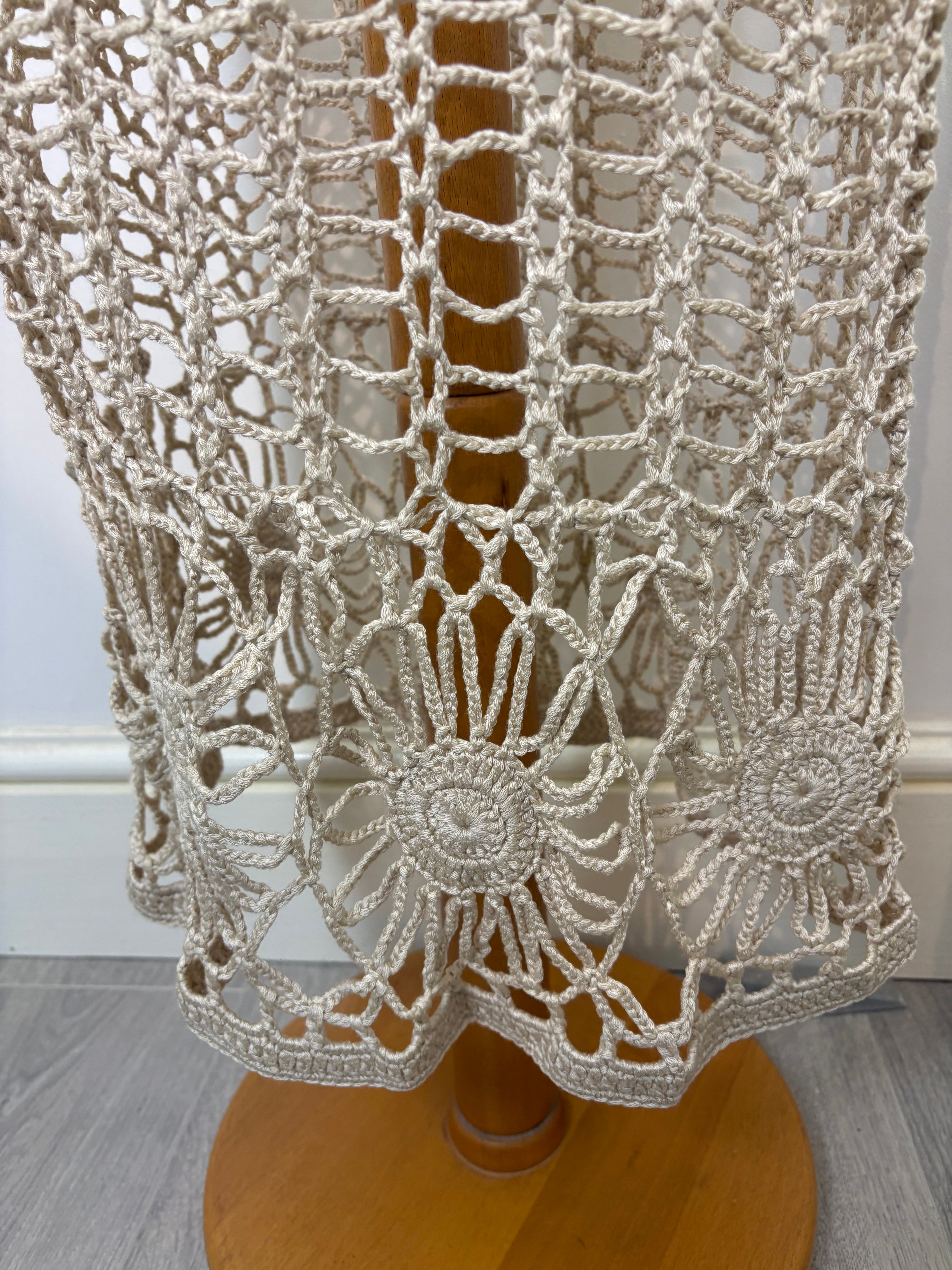 Handmade beige crochet long dress
