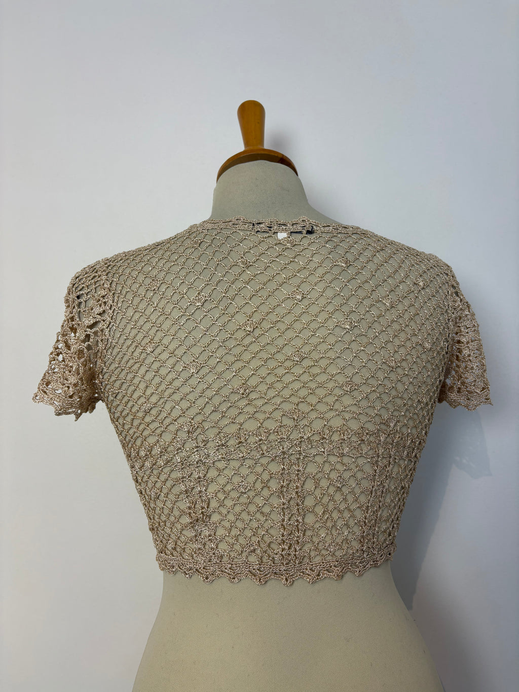 Handmade light gold crochet bolero