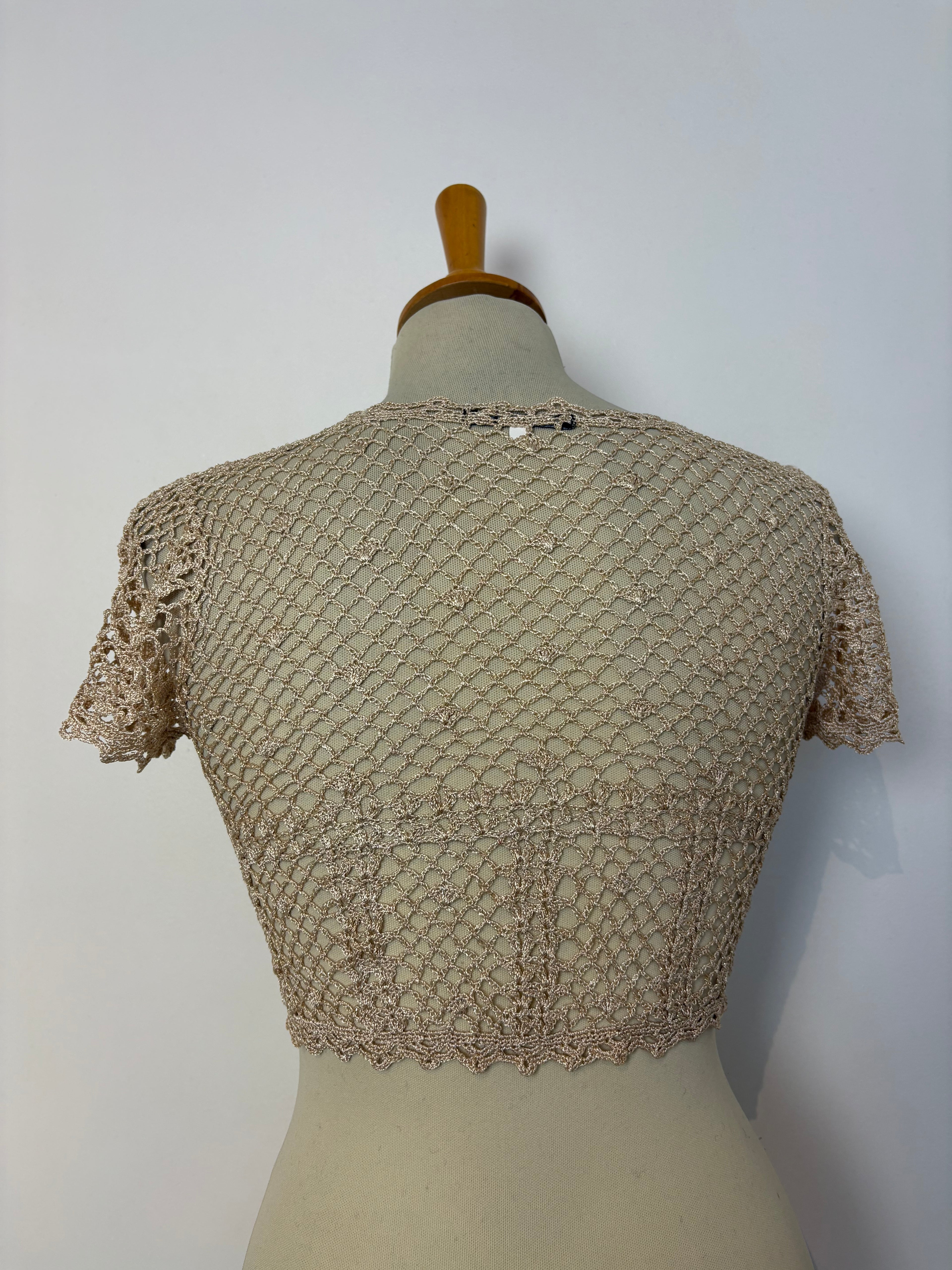 Handmade light gold crochet bolero