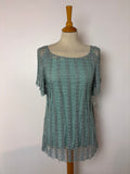 Handmade turquoise beaded crochet lined top