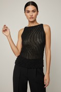 Handmade black crochet beaded sleeveless top