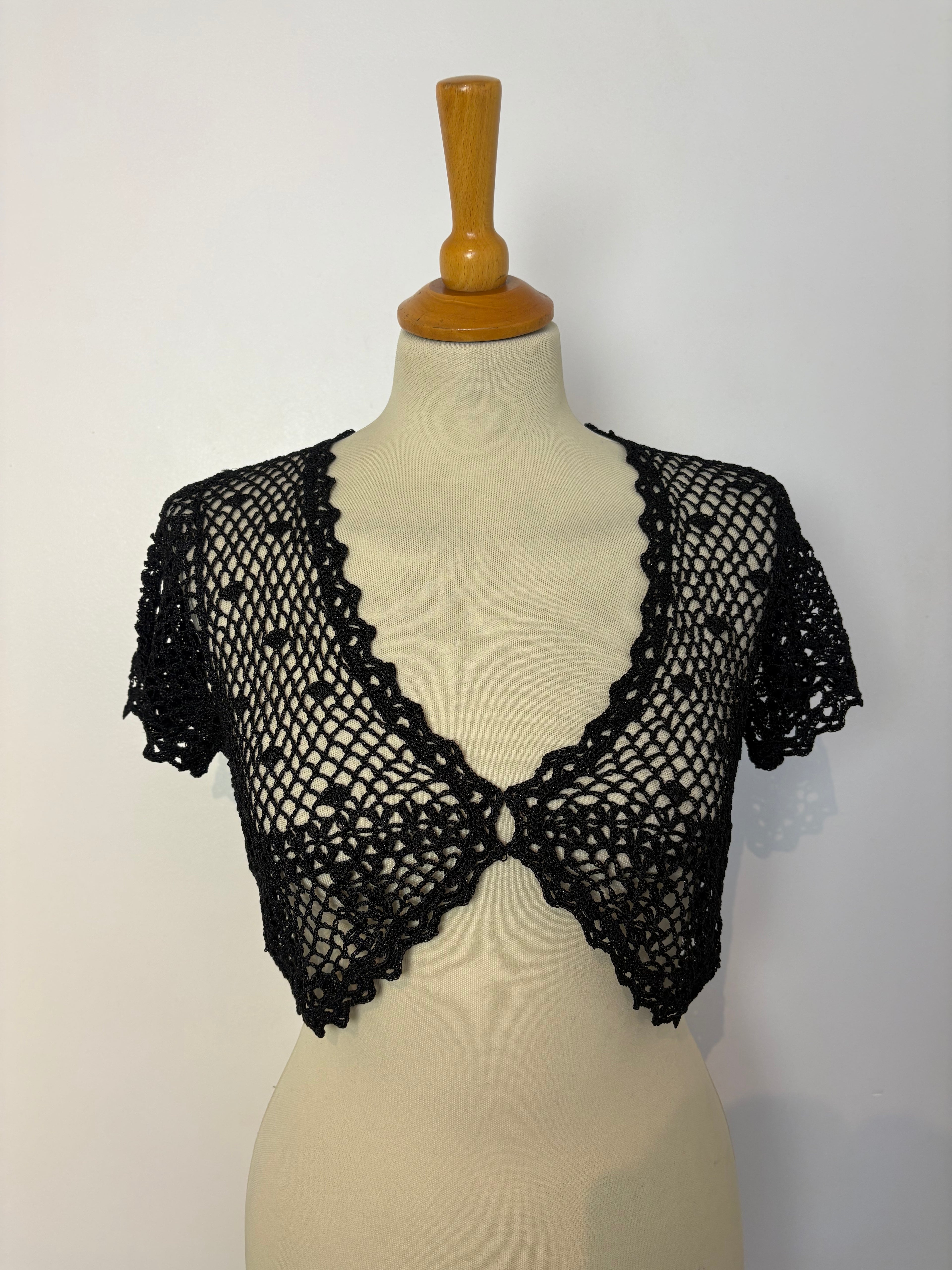 Handmade black crochet bolero