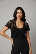 Handmade black crochet bolero
