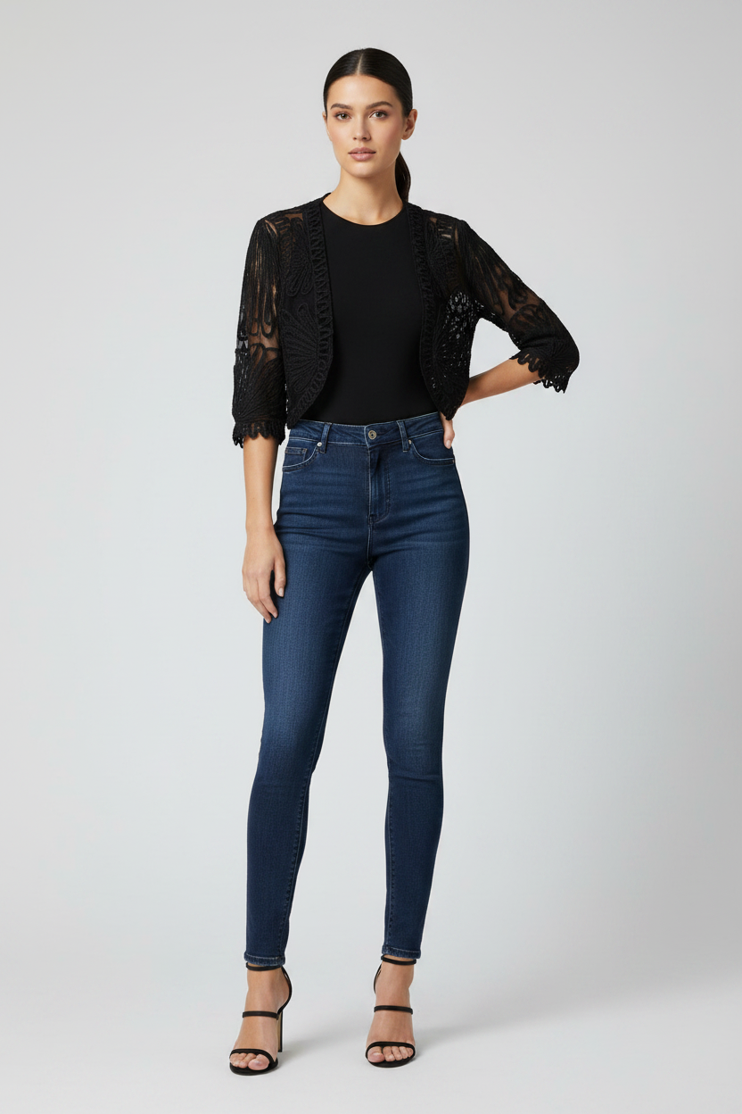 Black mesh Cornelli patterned bolero
