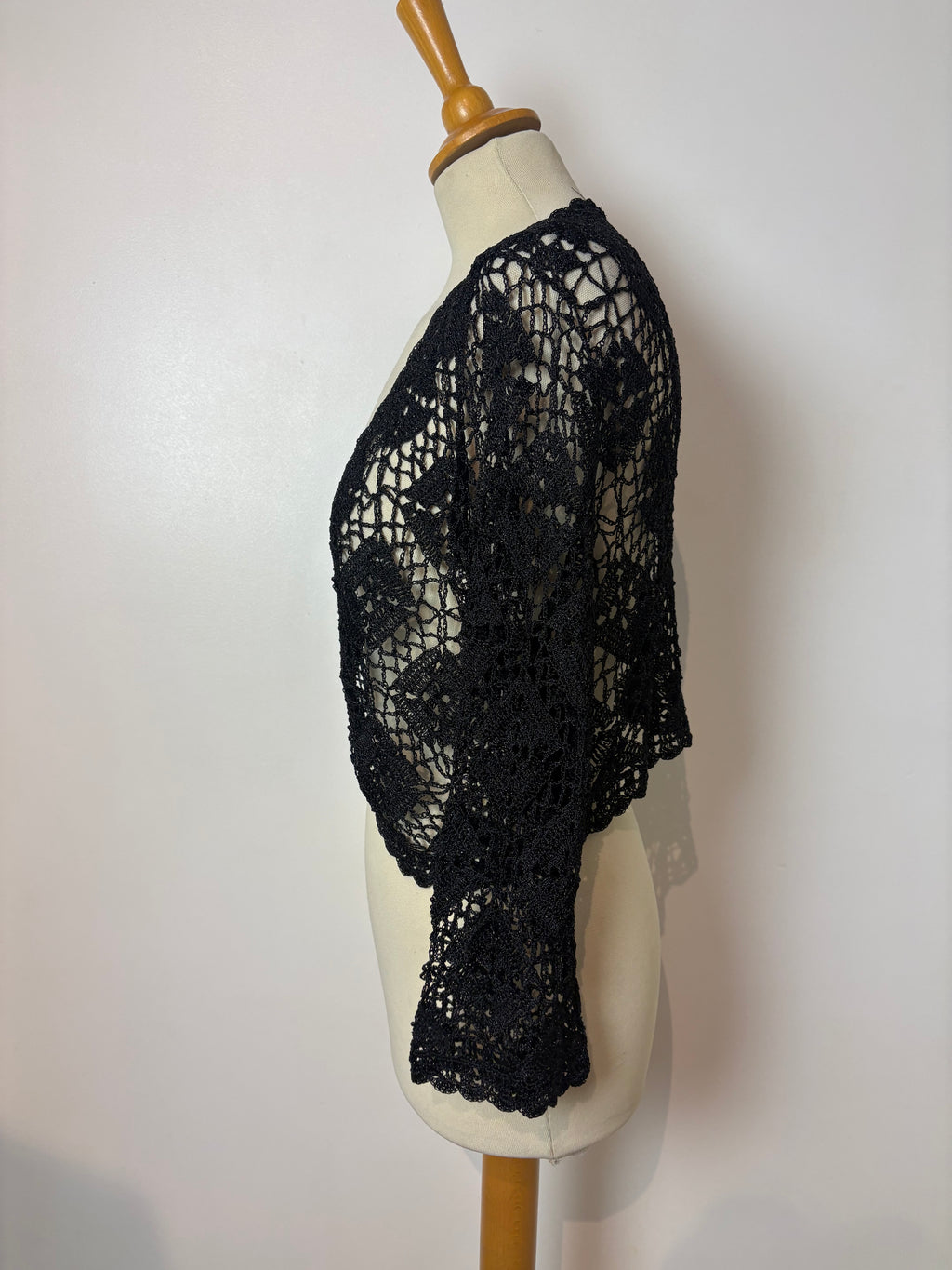 Handmade black sparkly beaded crochet cardigan