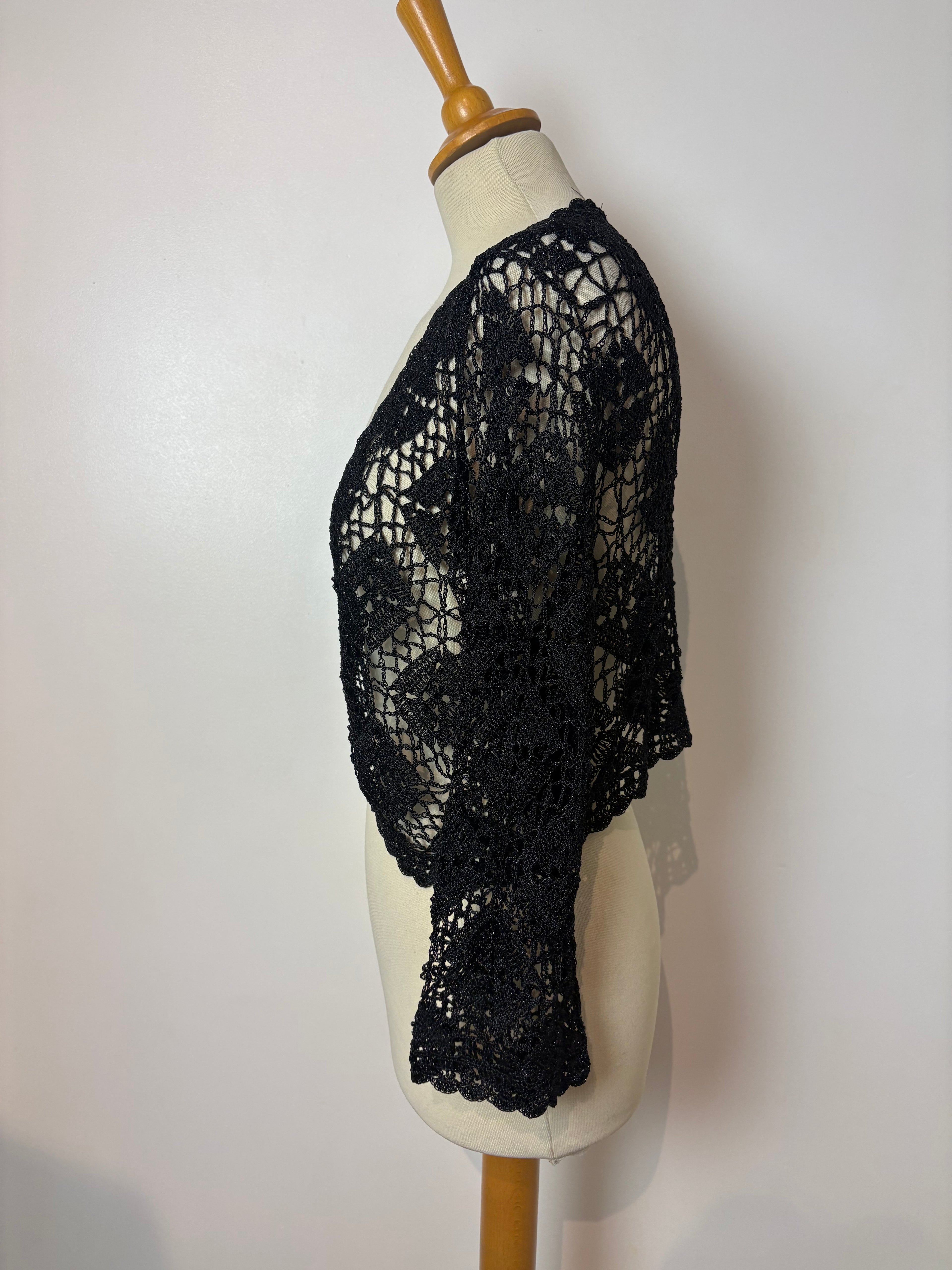 Handmade black sparkly beaded crochet cardigan