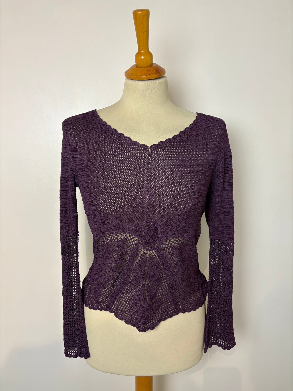 Handmade purple crochet long-sleeve top