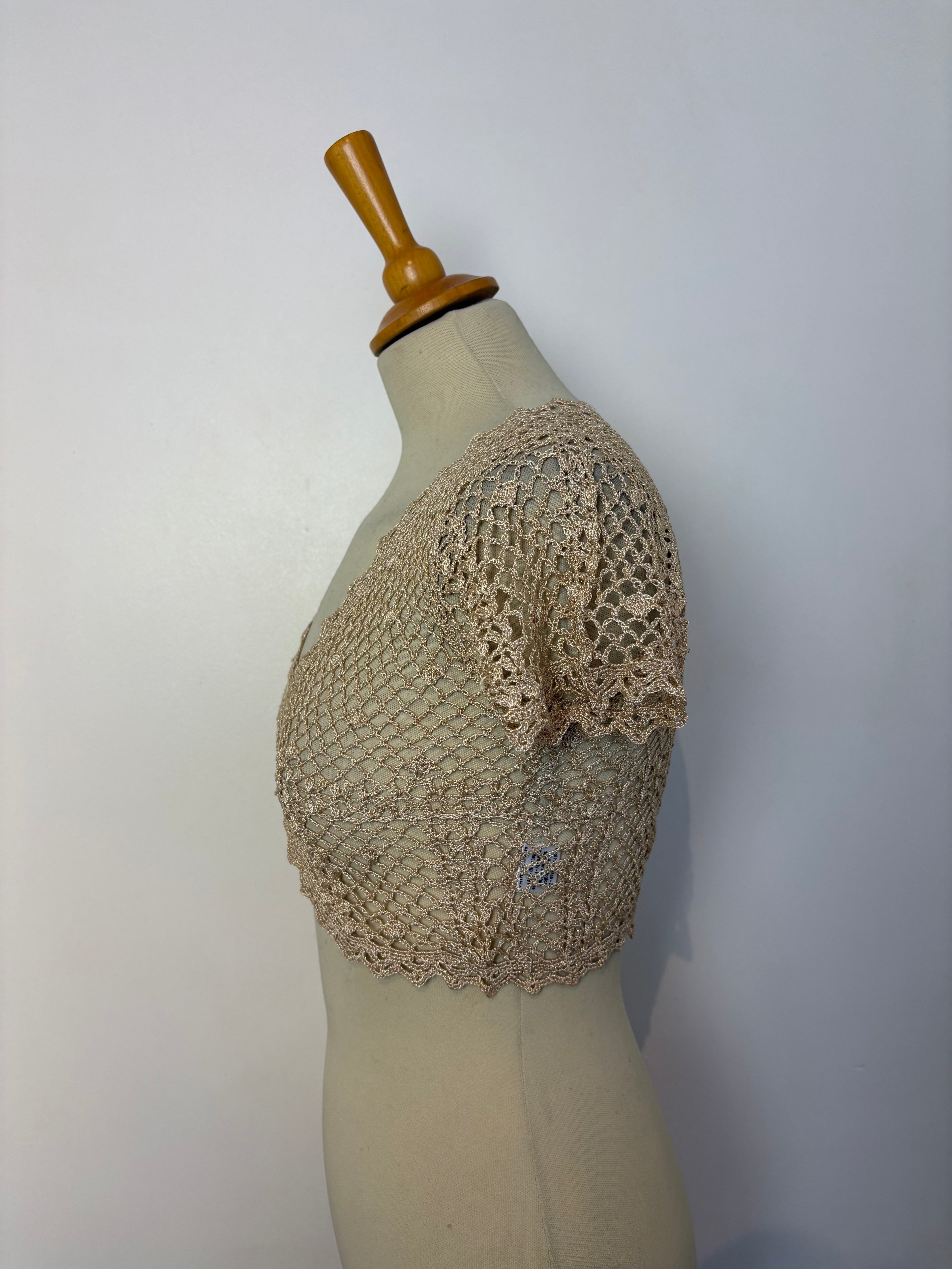 Handmade light gold crochet bolero