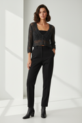 Handmade dark grey crochet sparkly button-up bolero