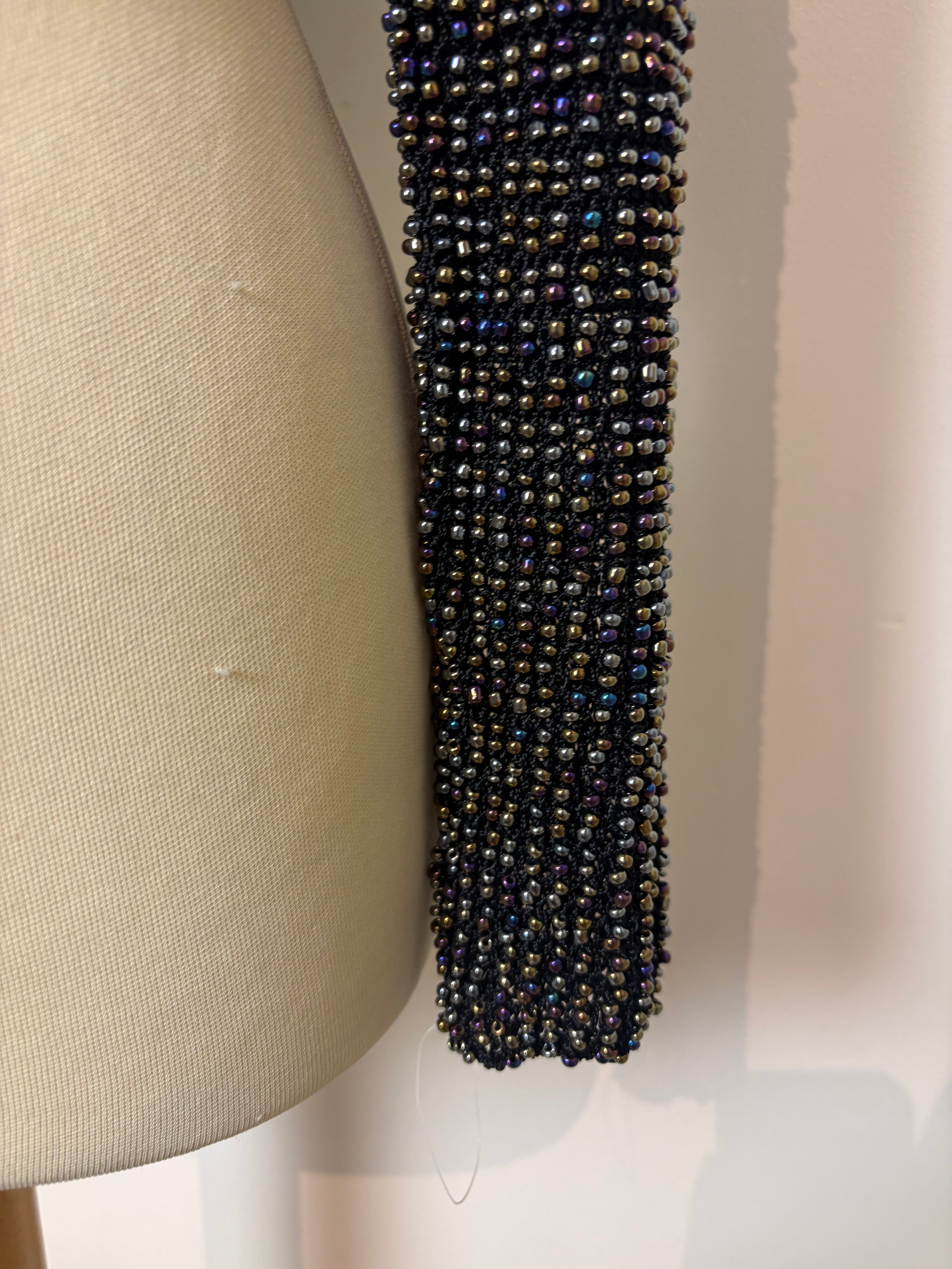Handmade black crochet heavily sequined and beaded cardigan