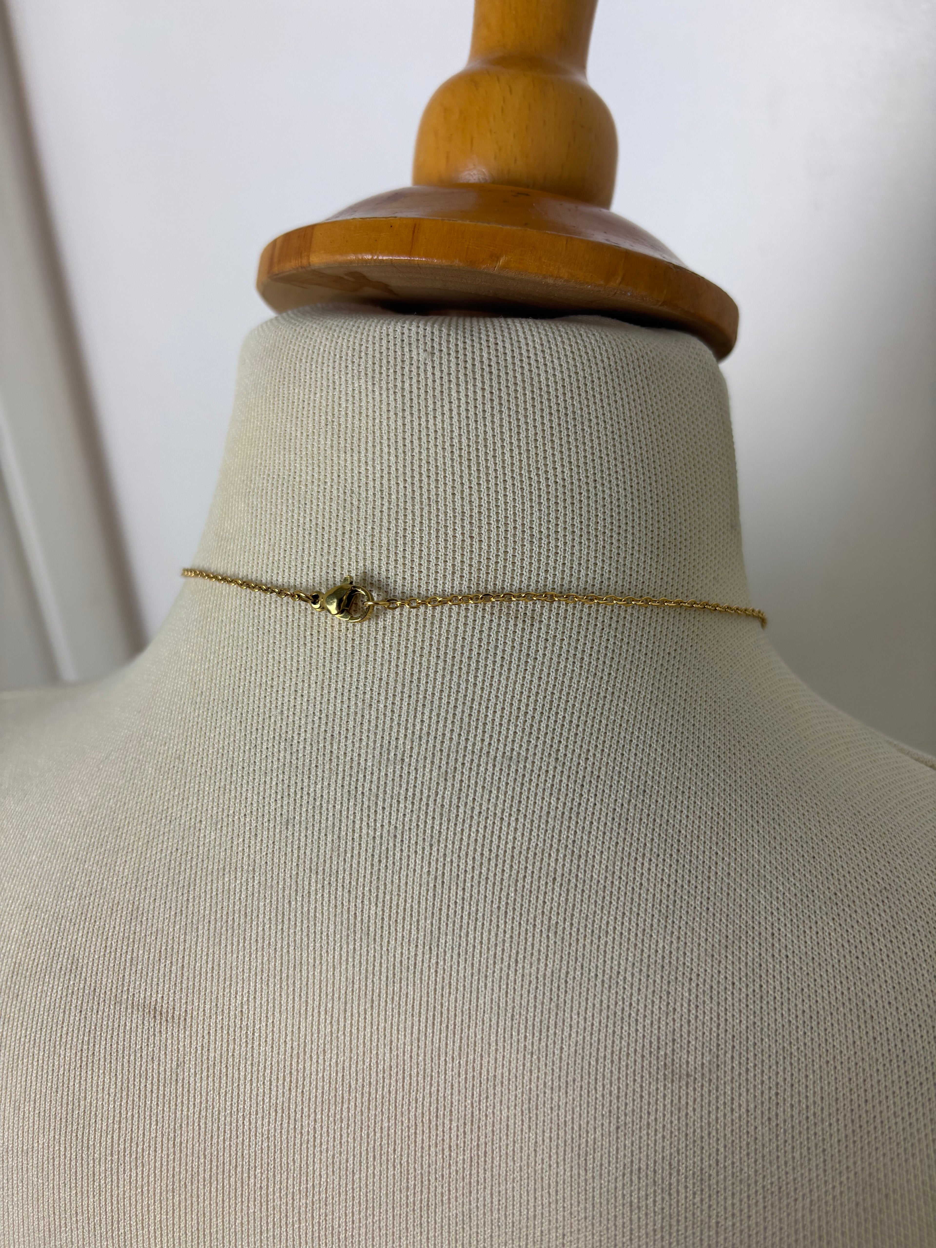 Alphabet initial gold pendant adjustable necklace