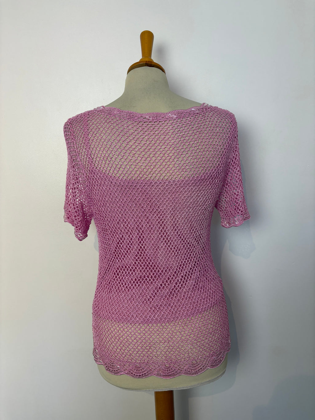 Handmade pink crochet beaded lined top