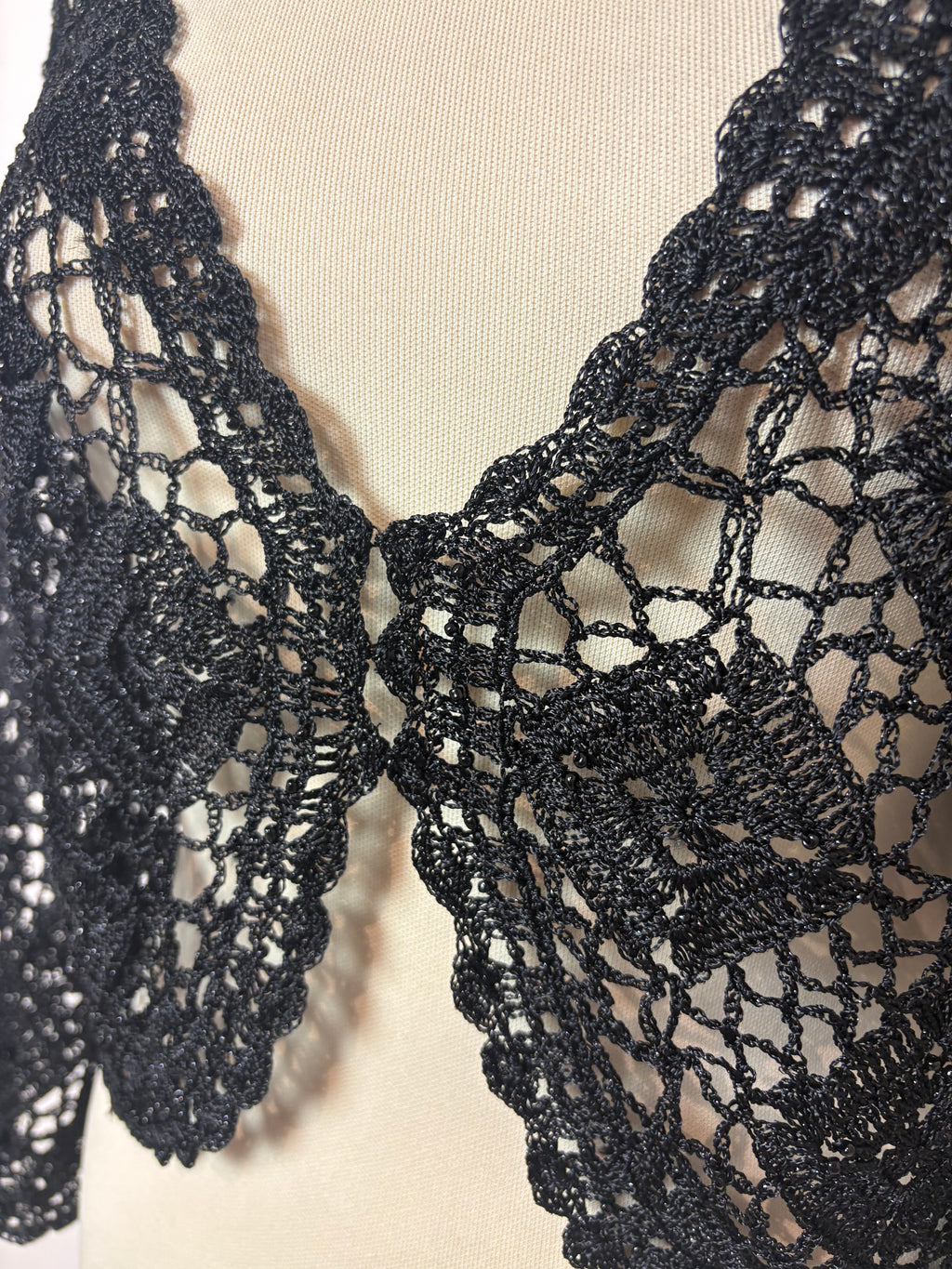 Handmade black sparkly beaded crochet cardigan