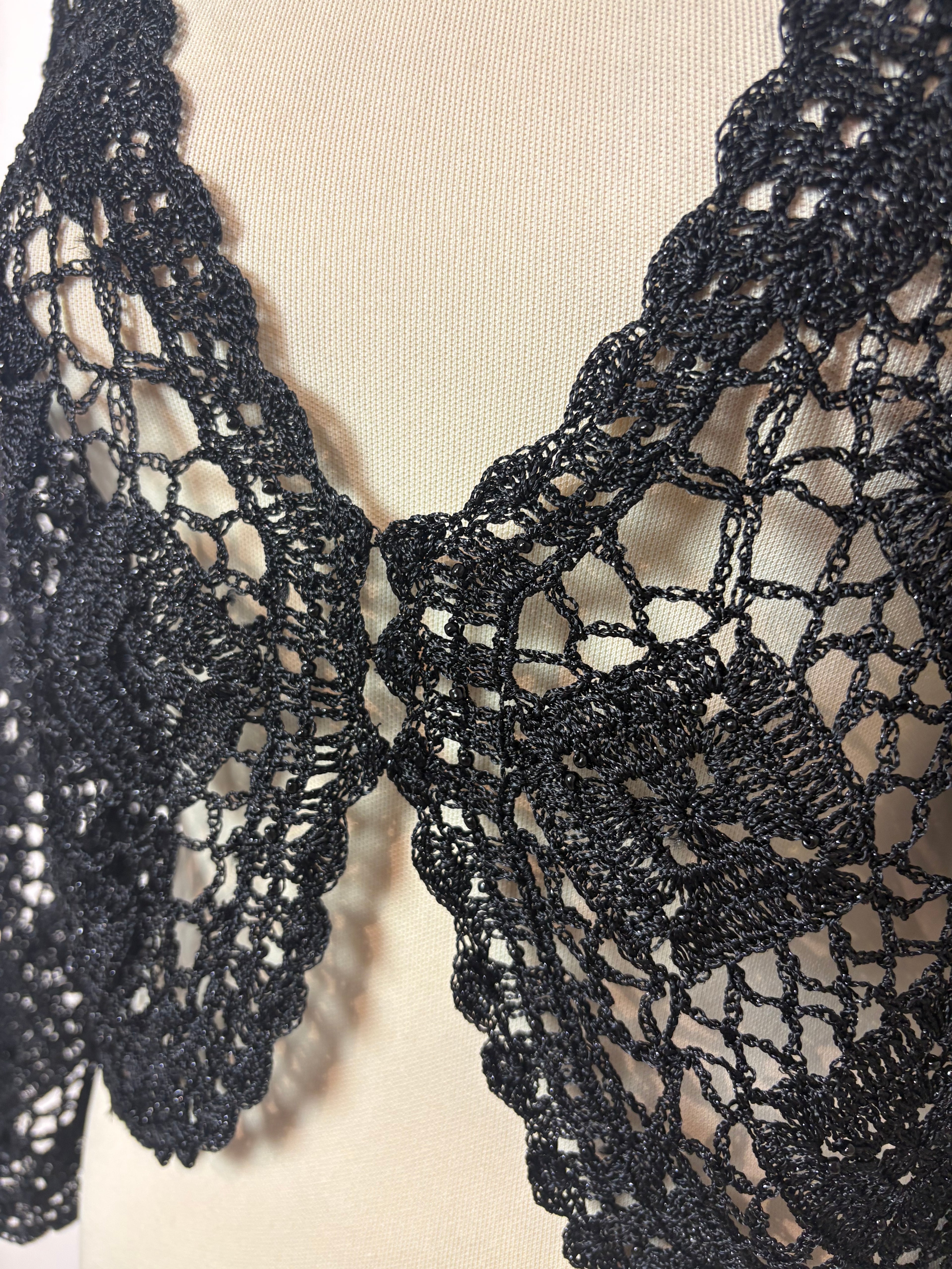 Handmade black sparkly beaded crochet cardigan