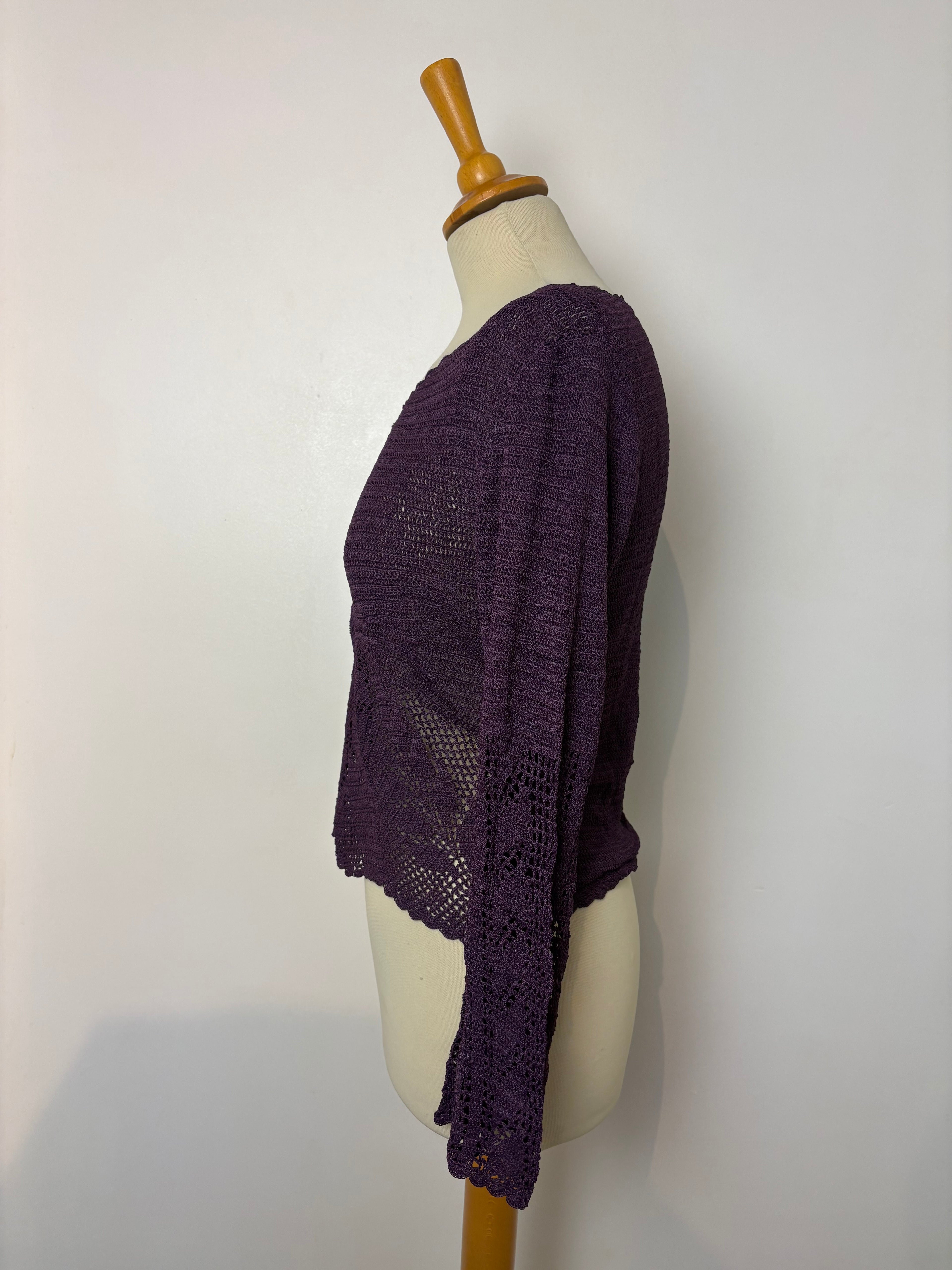 Handmade purple crochet long-sleeve top