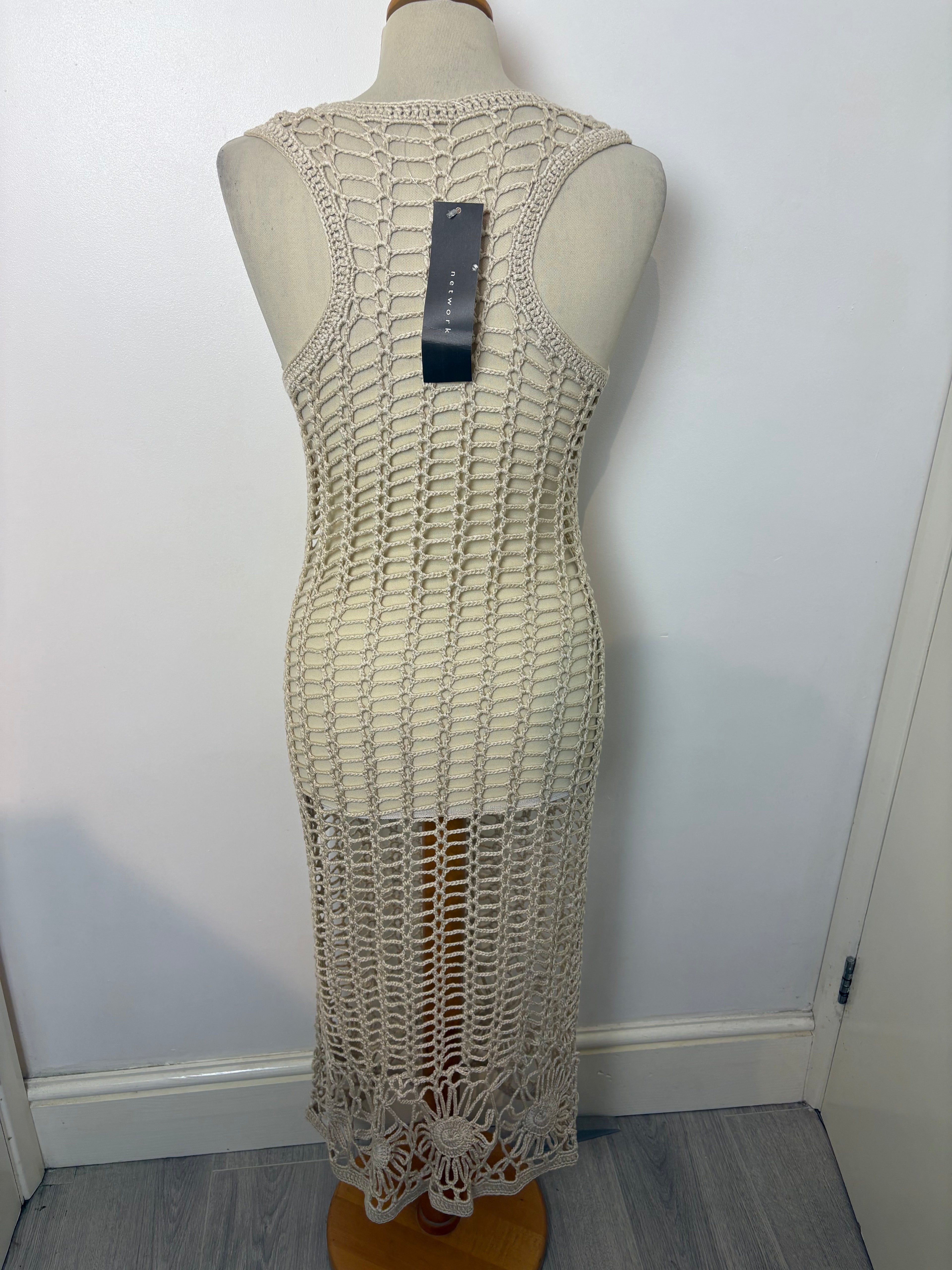 Handmade beige crochet long dress