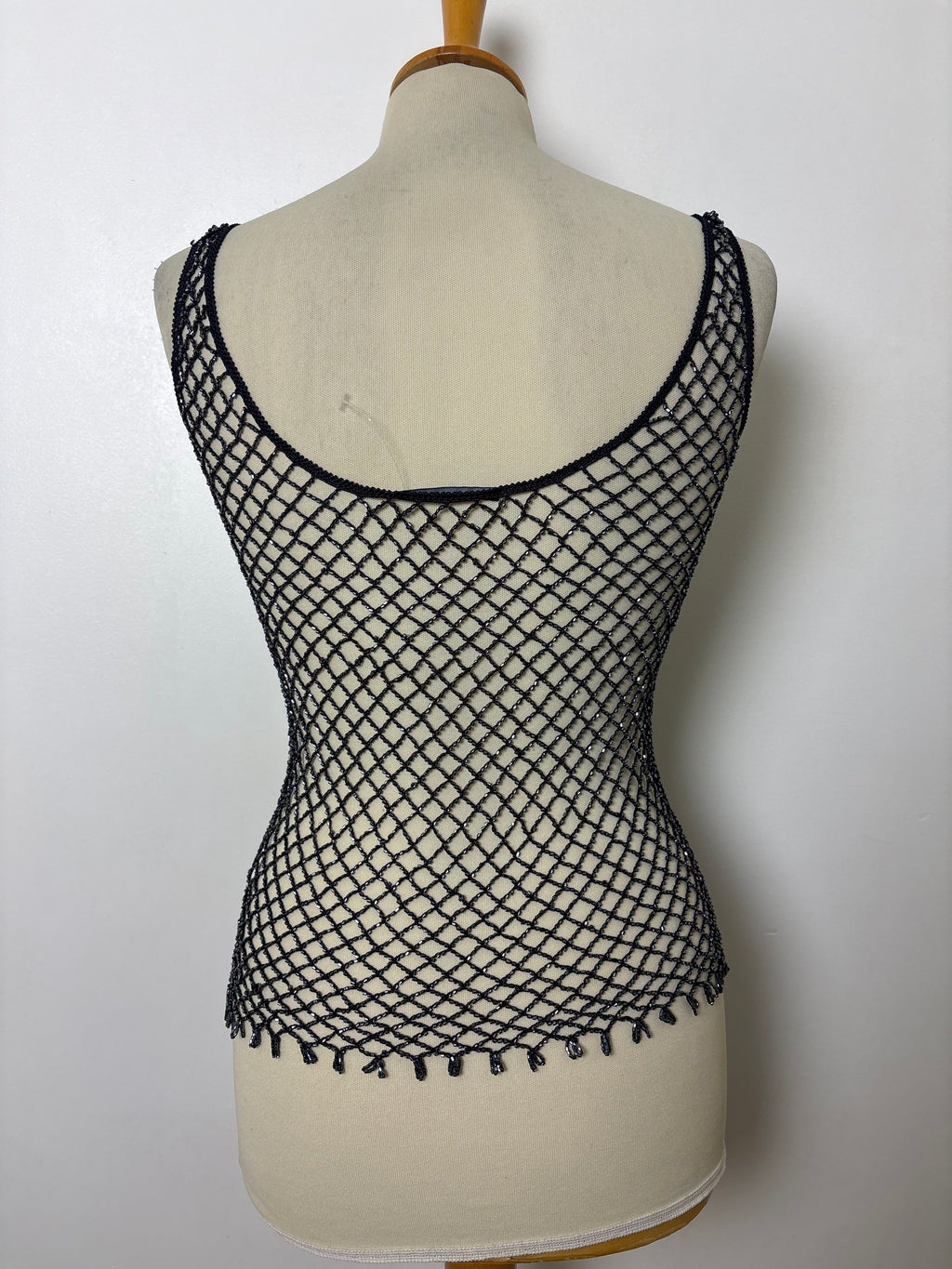 Handmade charcoal crochet beaded top
