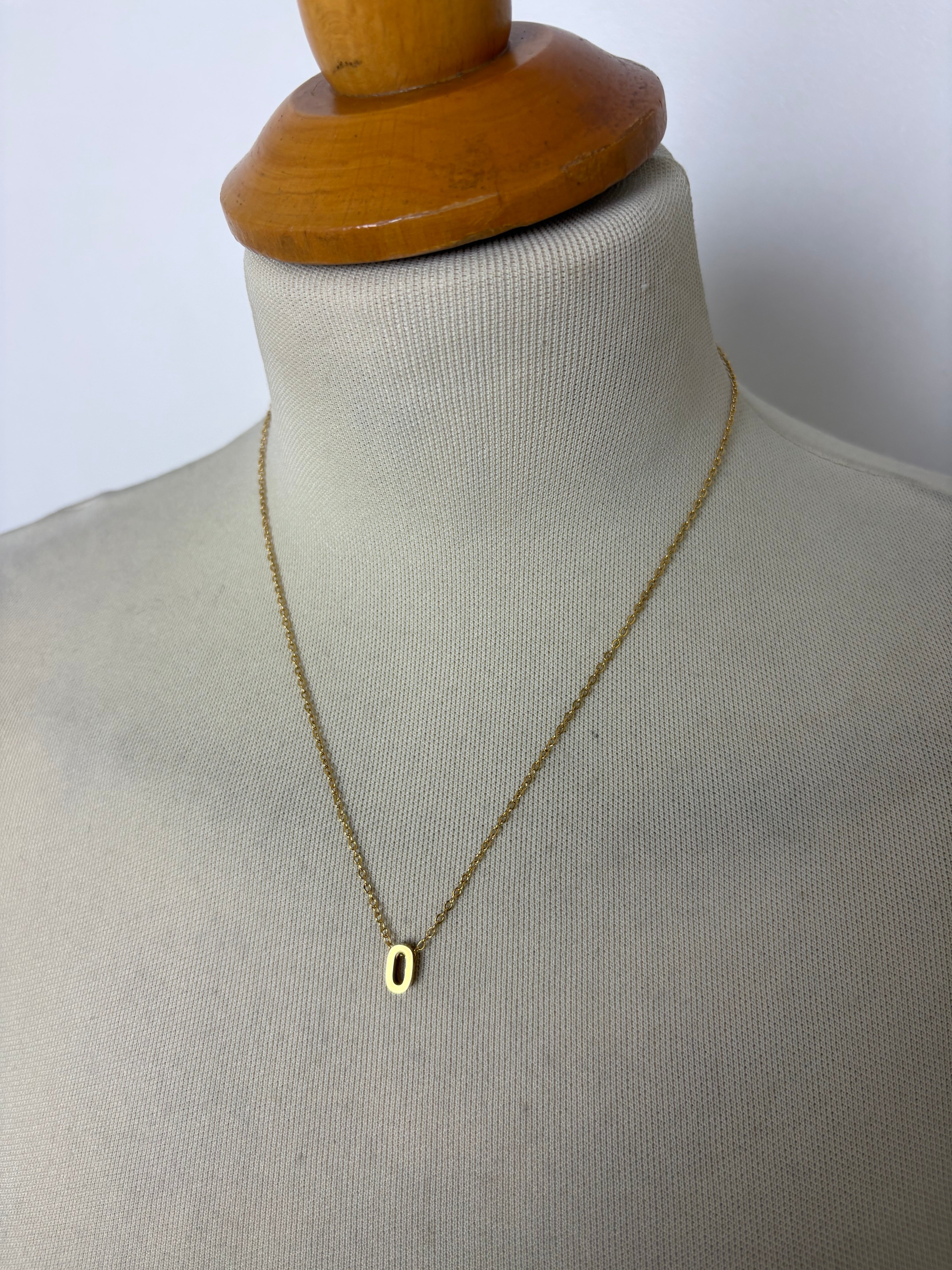 Alphabet initial gold pendant adjustable necklace