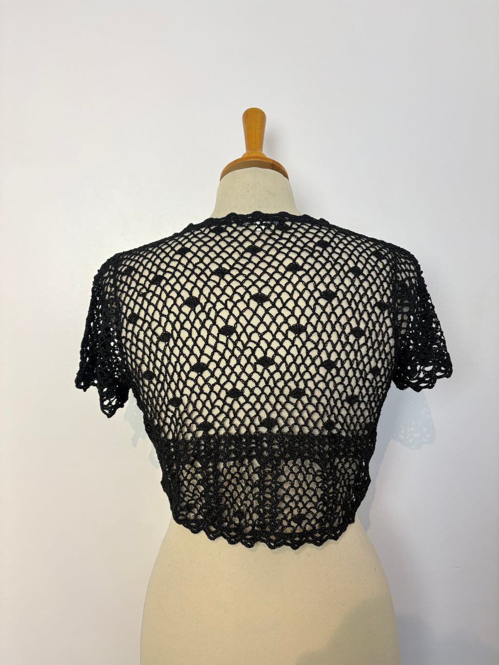 Handmade black crochet bolero
