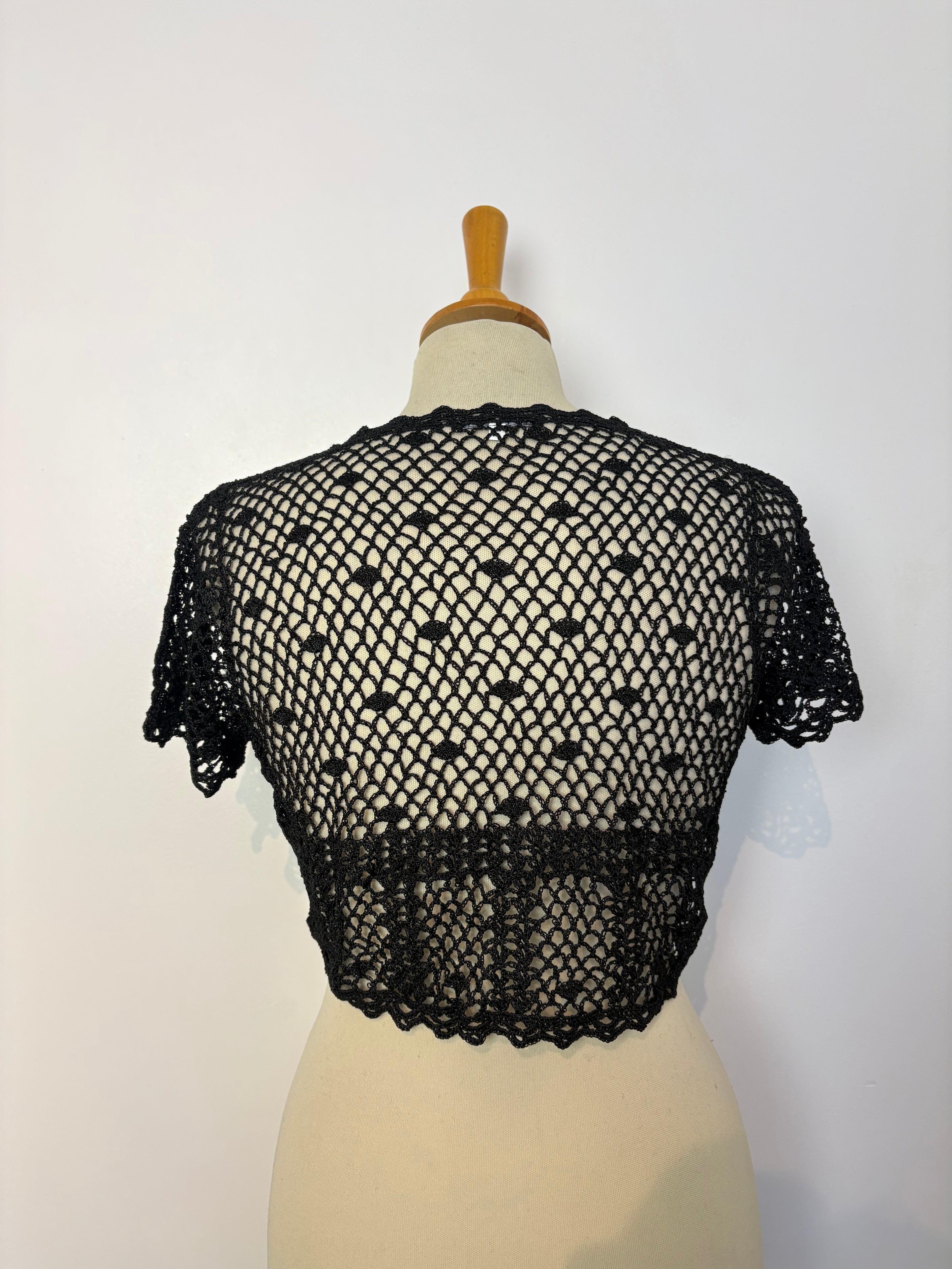 Handmade black crochet bolero