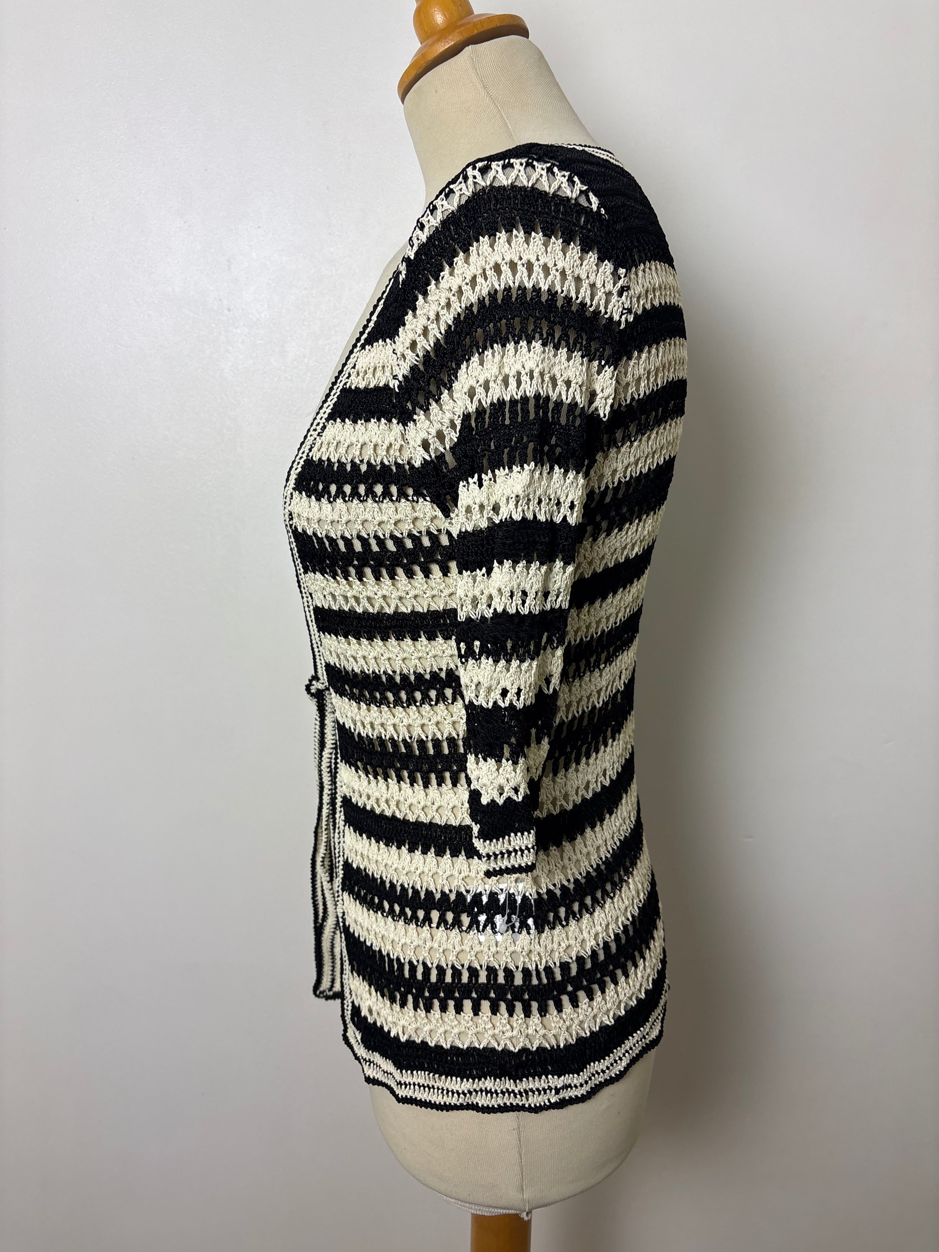 Handmade black and cream cardigan
