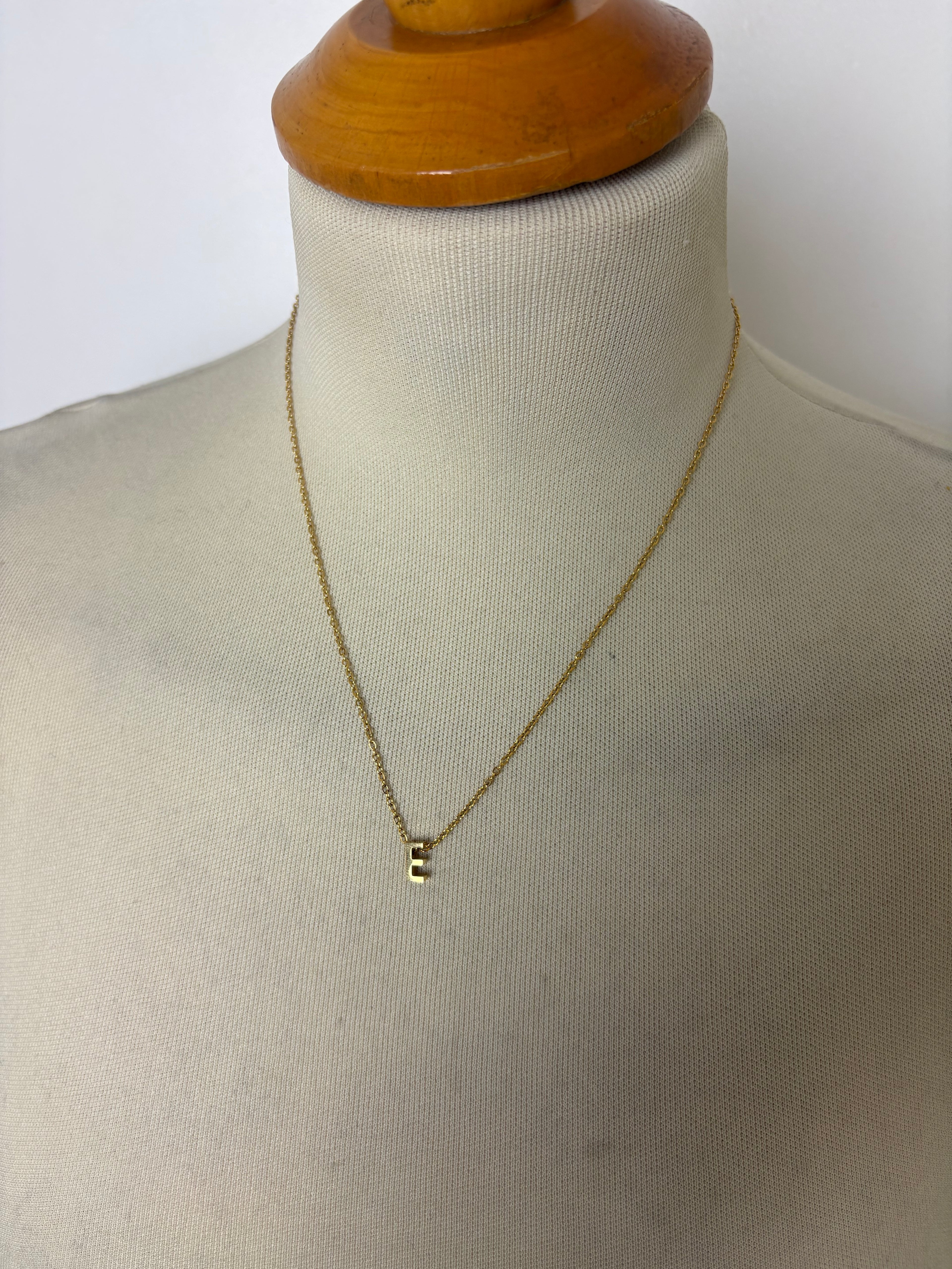 Alphabet initial gold pendant adjustable necklace
