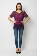Handmade purple crochet tie-up lined top