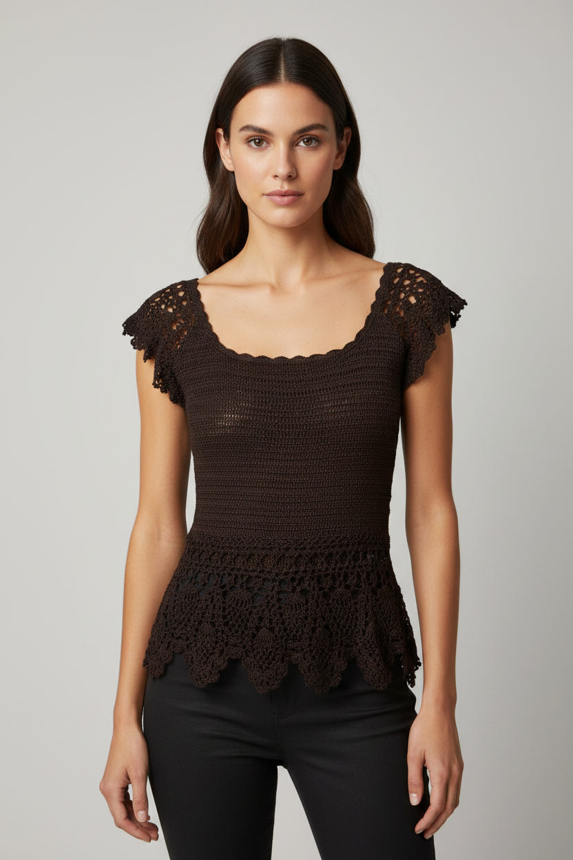 Handmade brown crochet top