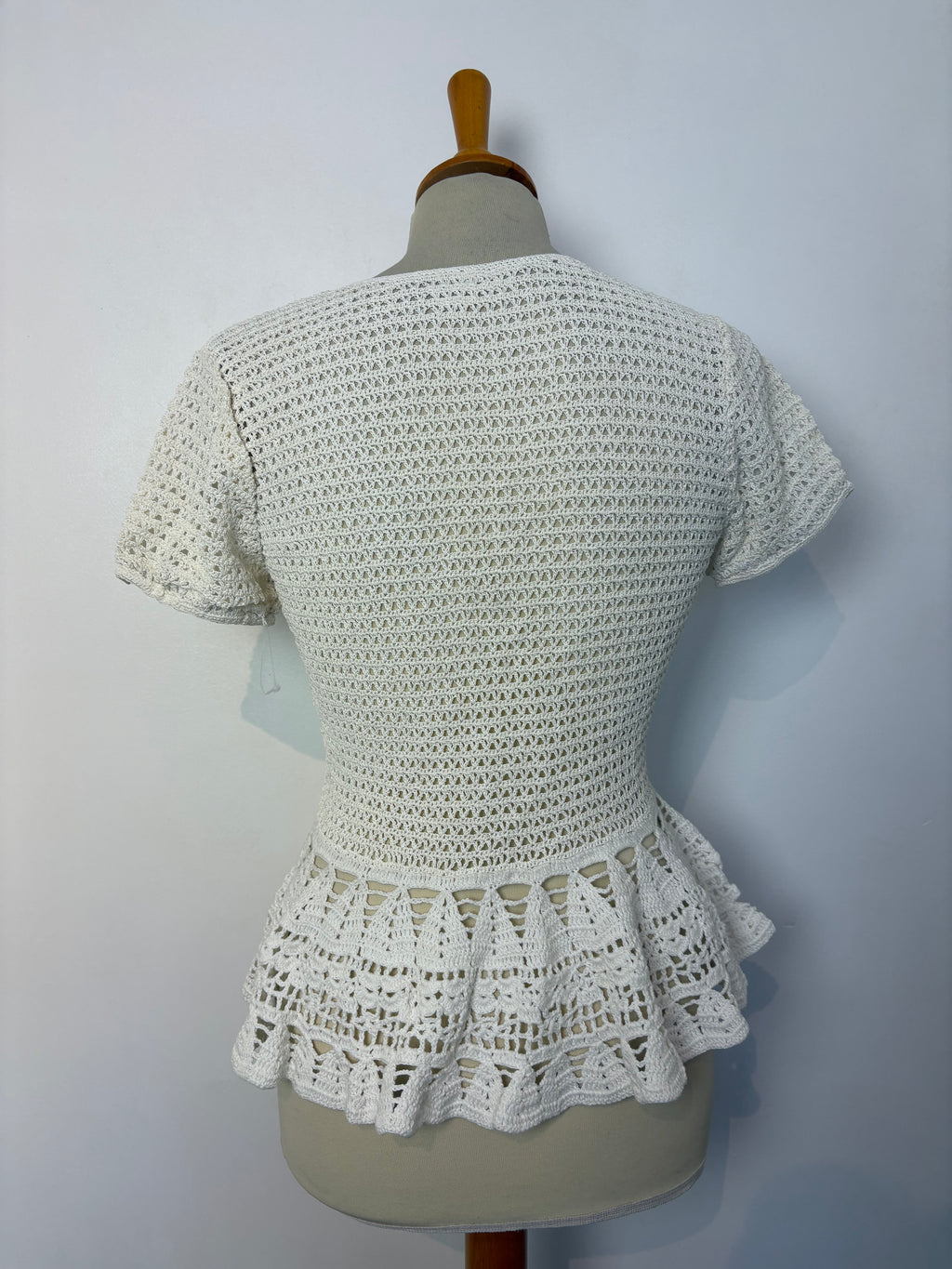 Handmade white ivory frilly button-up top